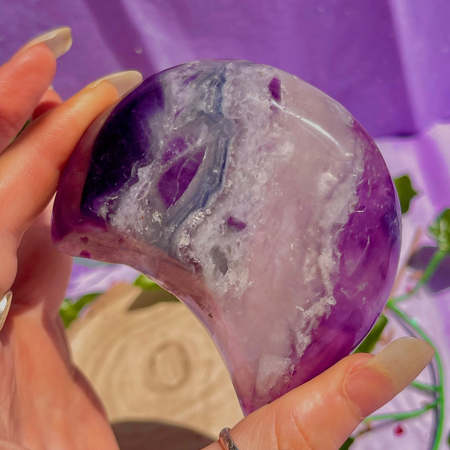 rainbow fluorite moon bowl B