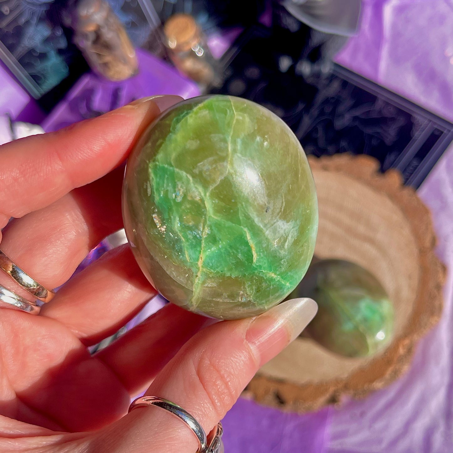 garnierite green moonstone palm stones ~ intuitively chosen