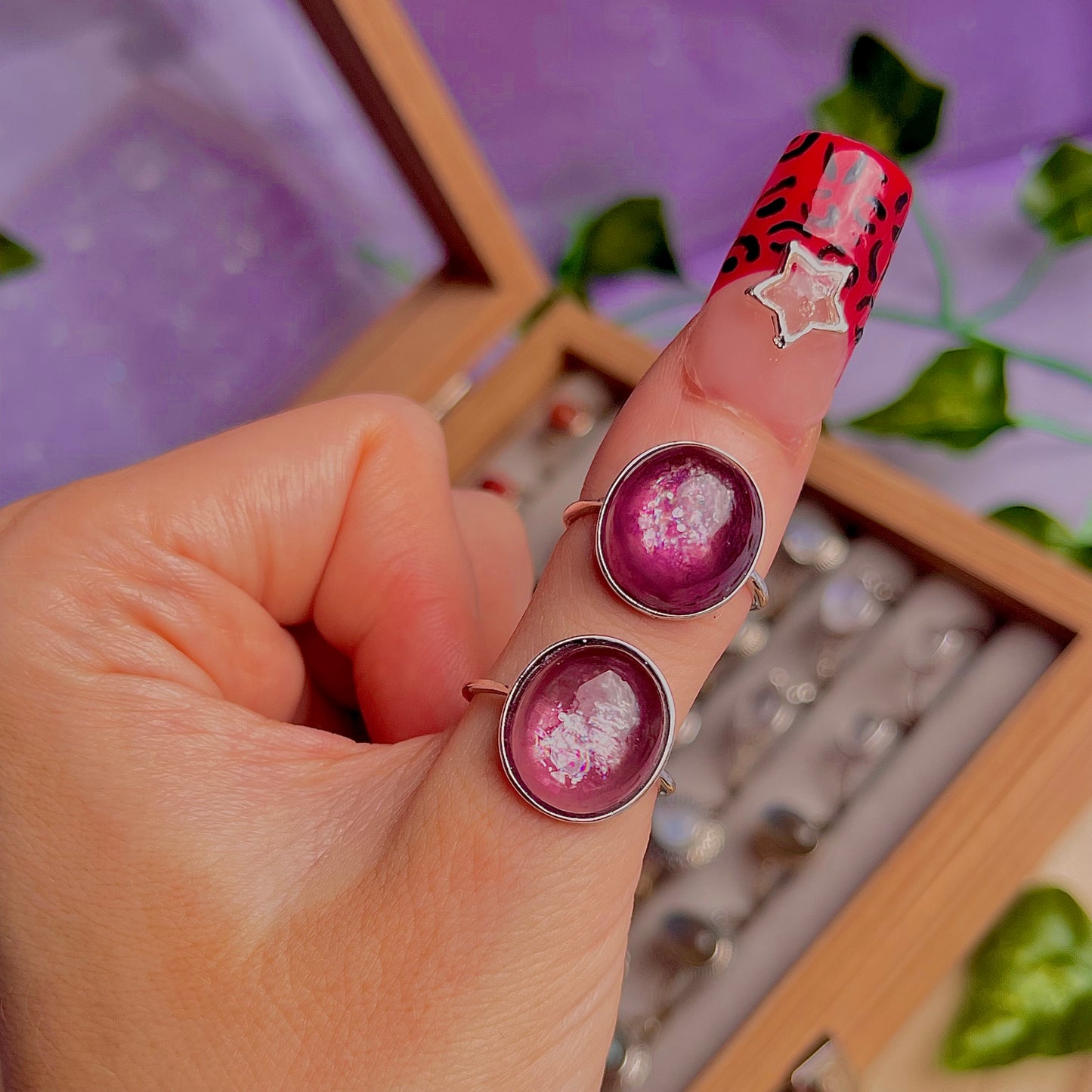lepidolite ~ 925 sterling silver adjustable rings / intuitively chosen