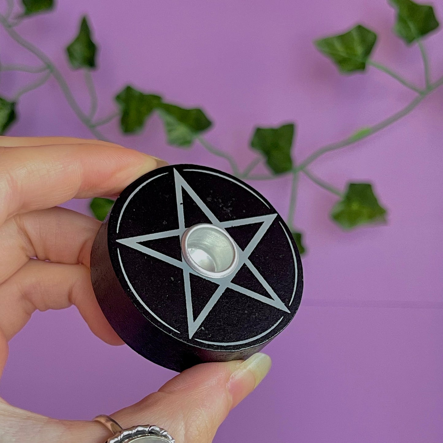 pentagram spell candle holder