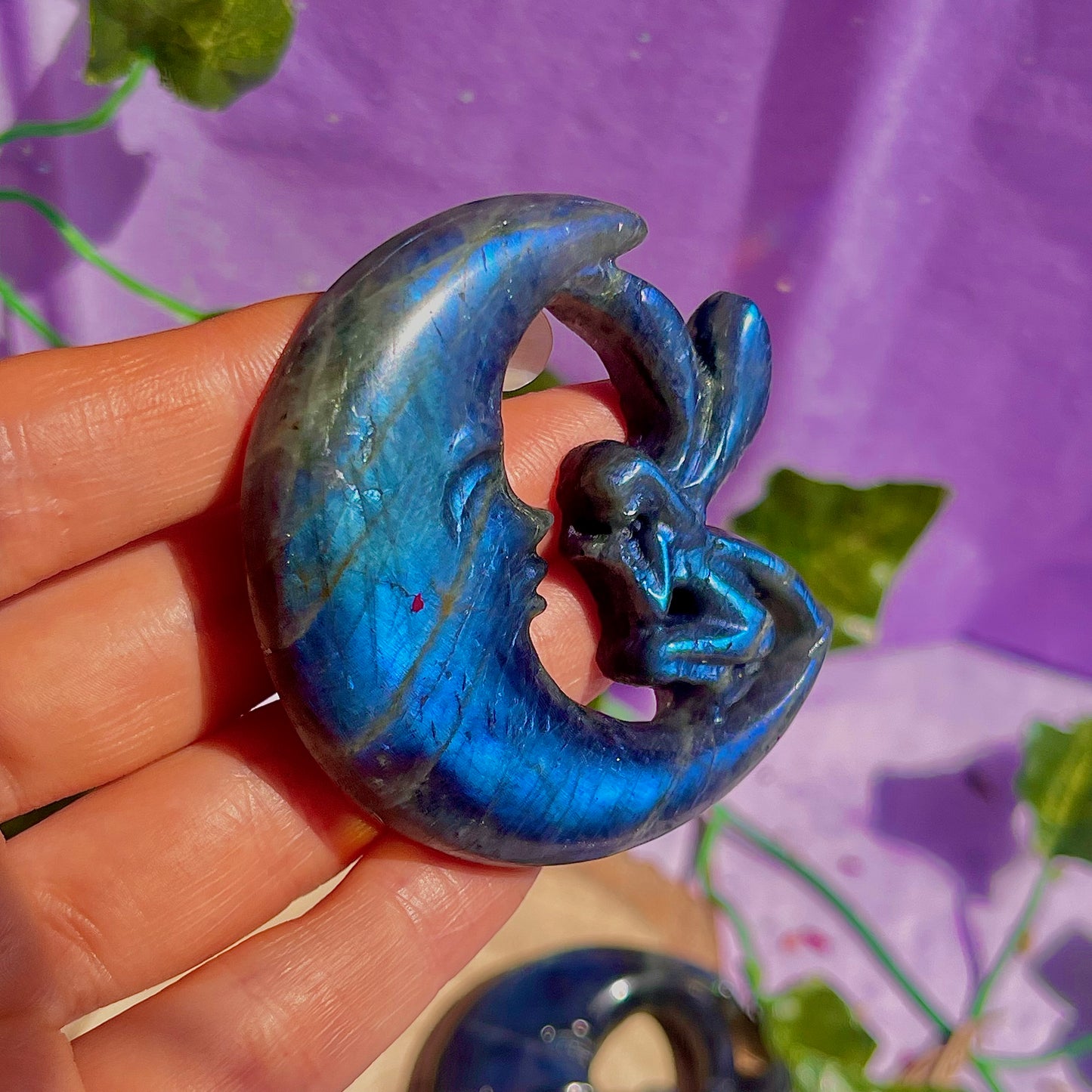 labradorite moon & fairy carvings