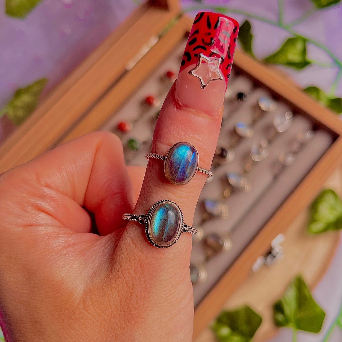 labradorite style C ~ 925 sterling silver adjustable rings / choose your own
