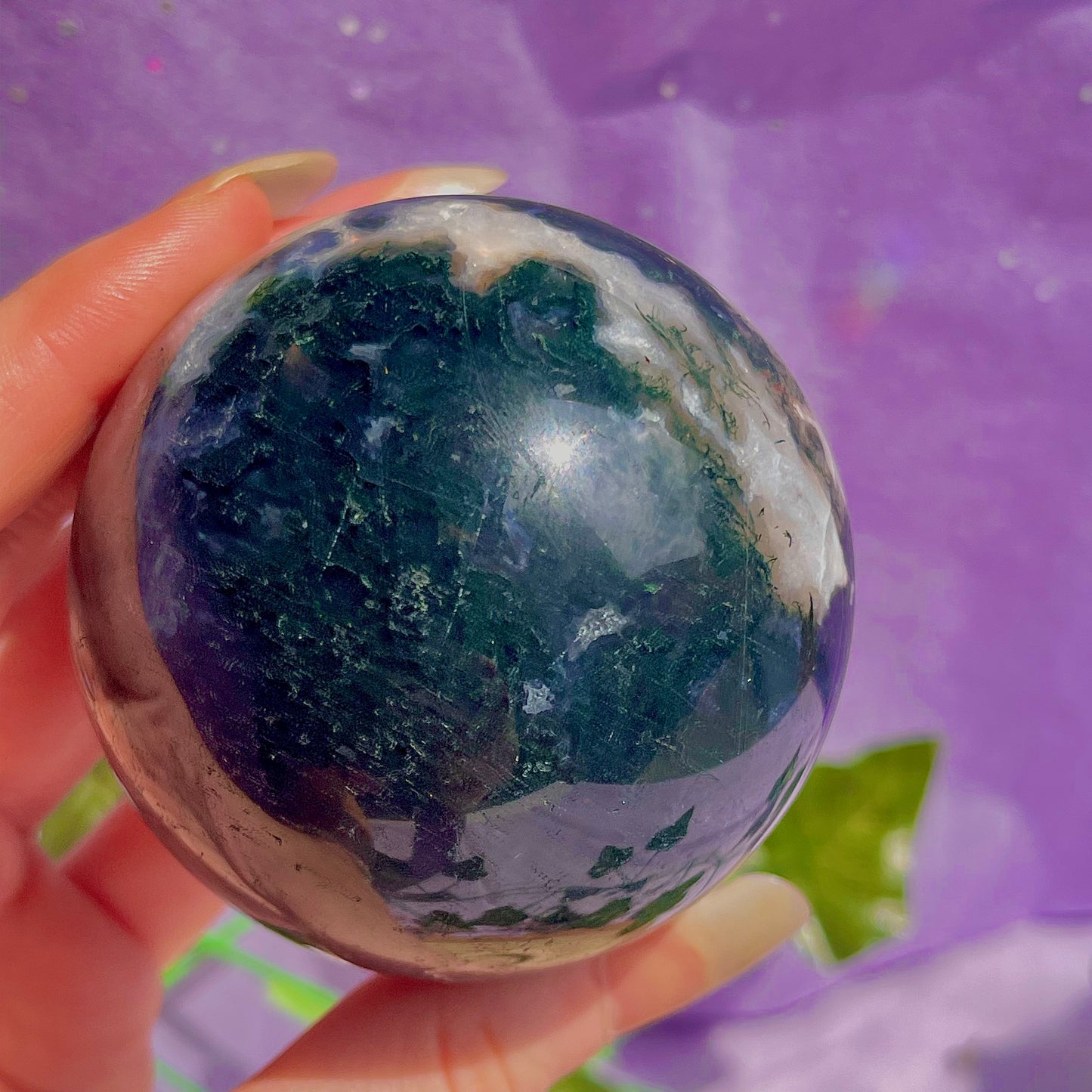 moss agate sphere