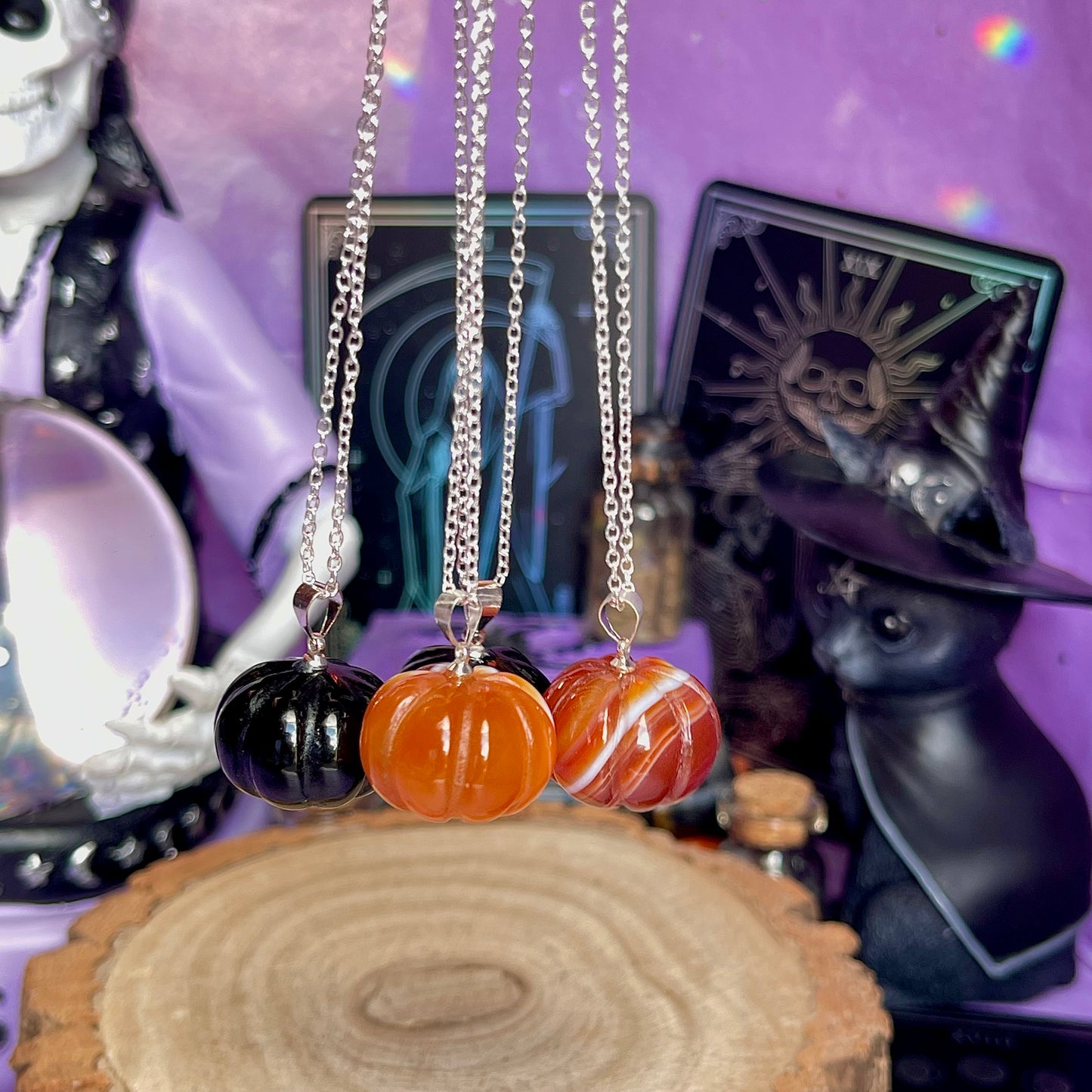 pumpkin necklace on 925 sterling silver plated chain (18 inch)