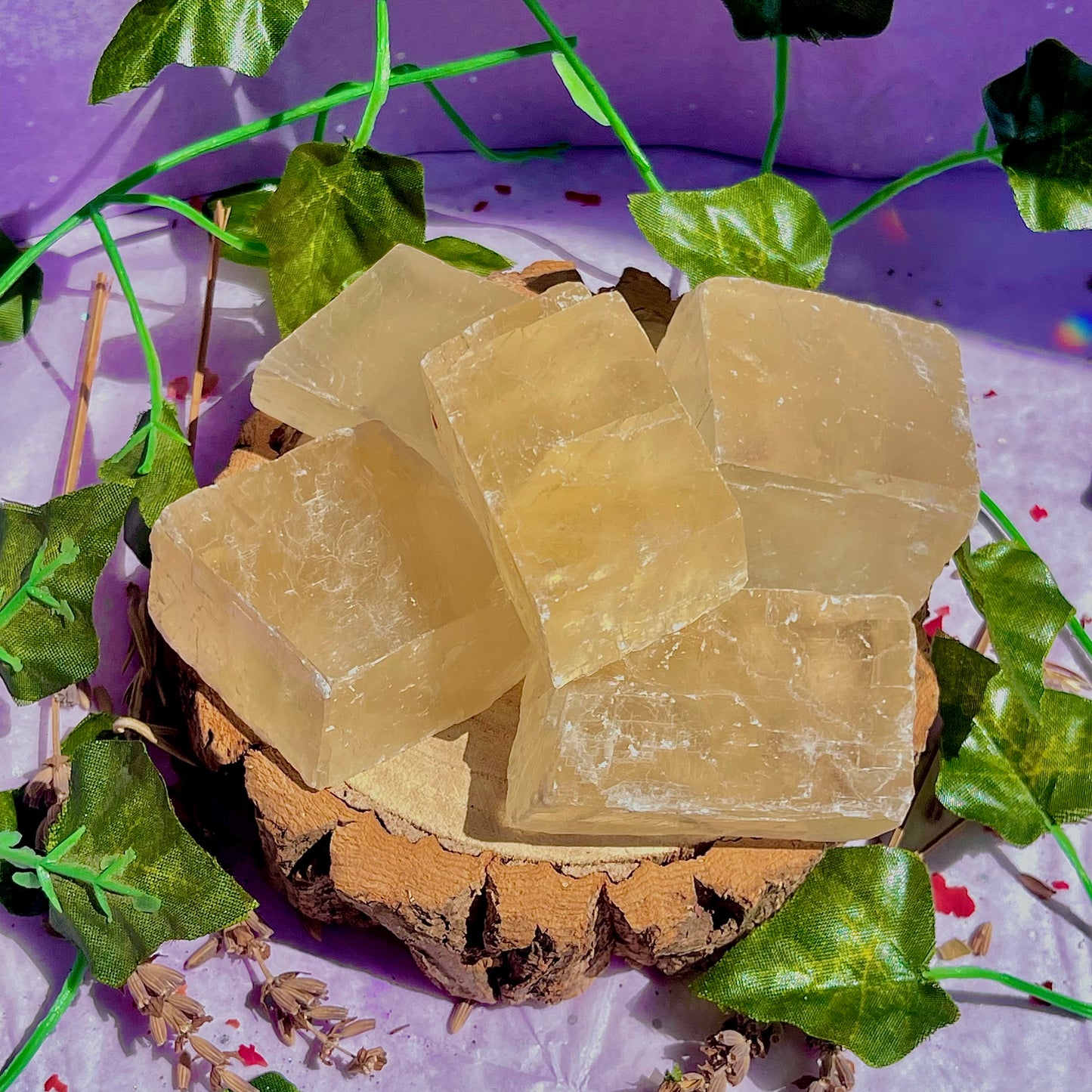 optical golden calcite natural rhombohedrons ~ small