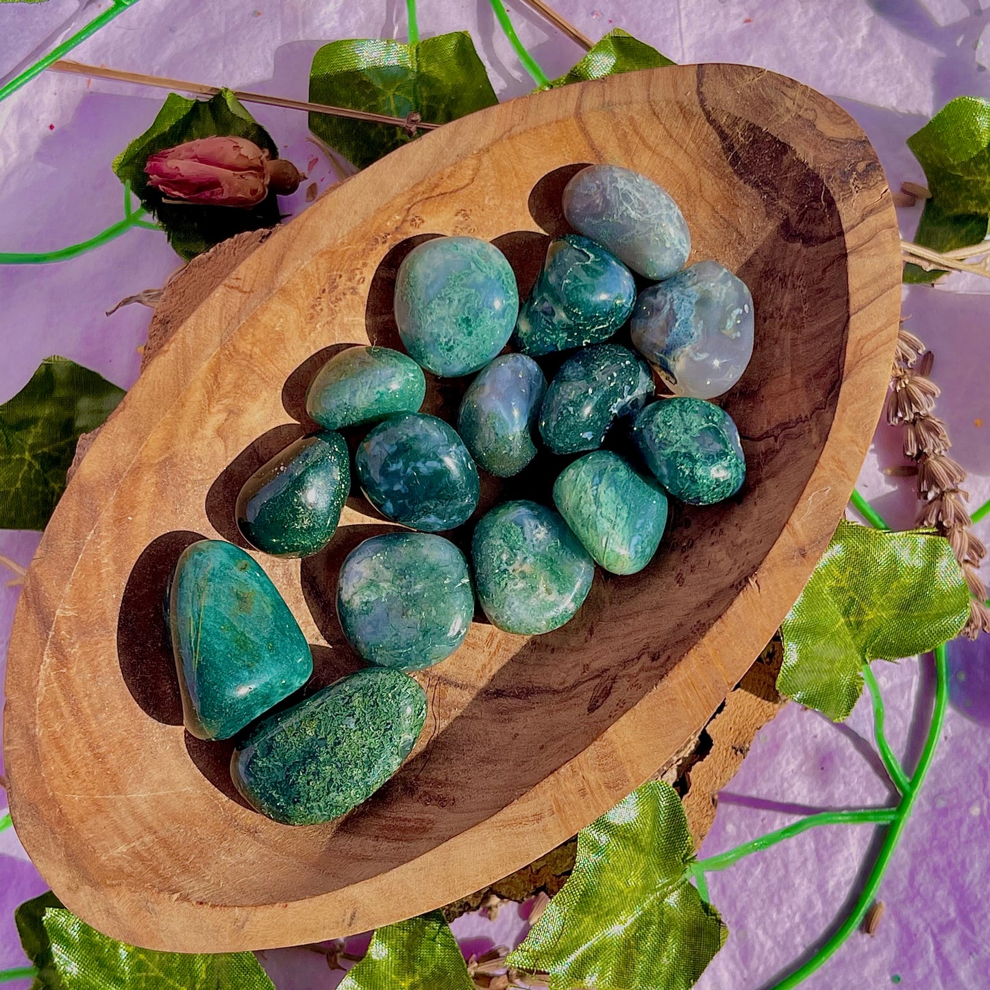 moss agate tumble