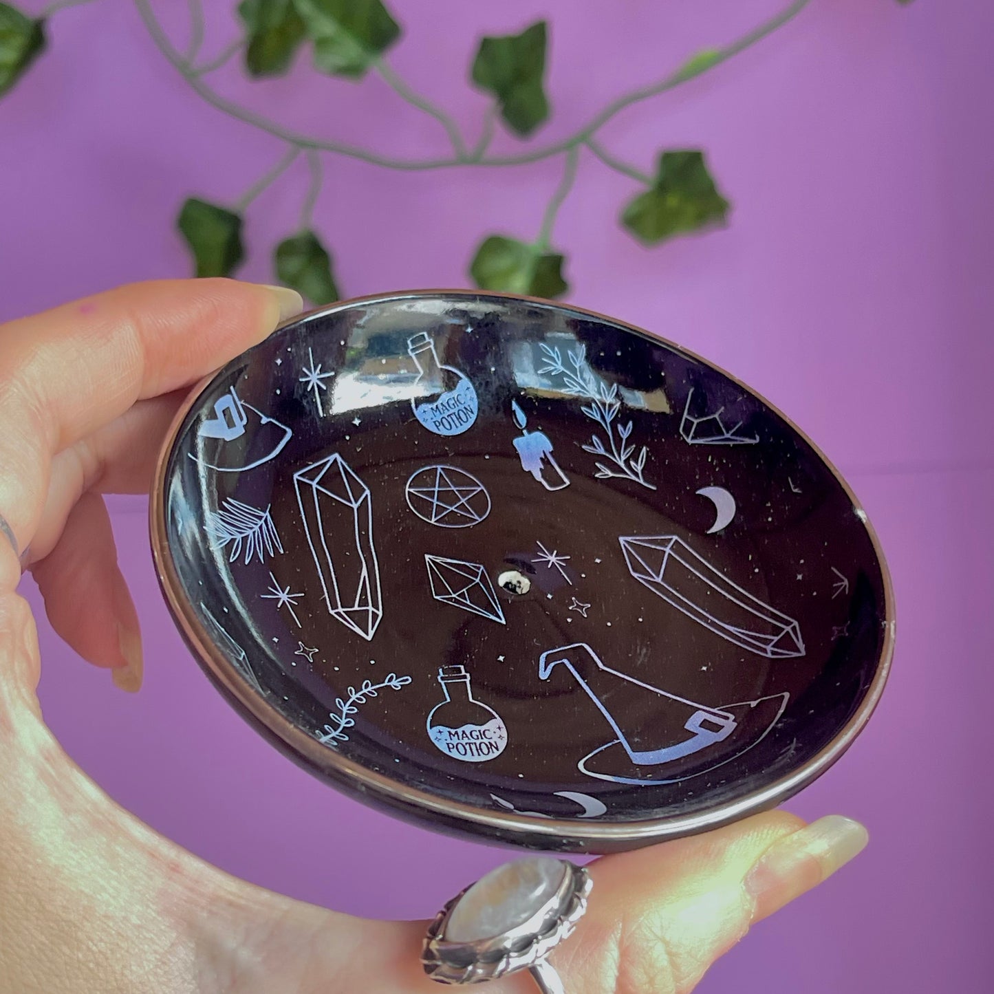crystal witch incense holder