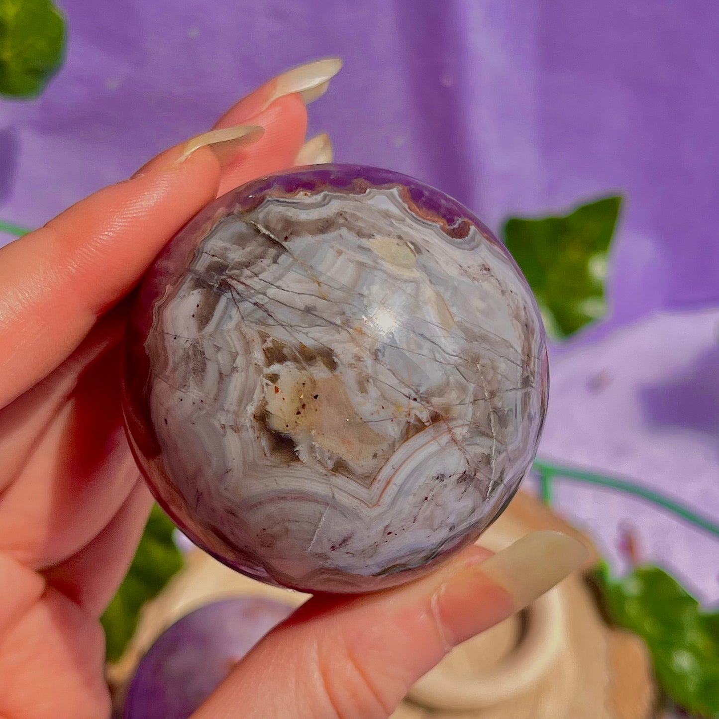 crazy lace agate & amethyst spheres ~ intuitively chosen