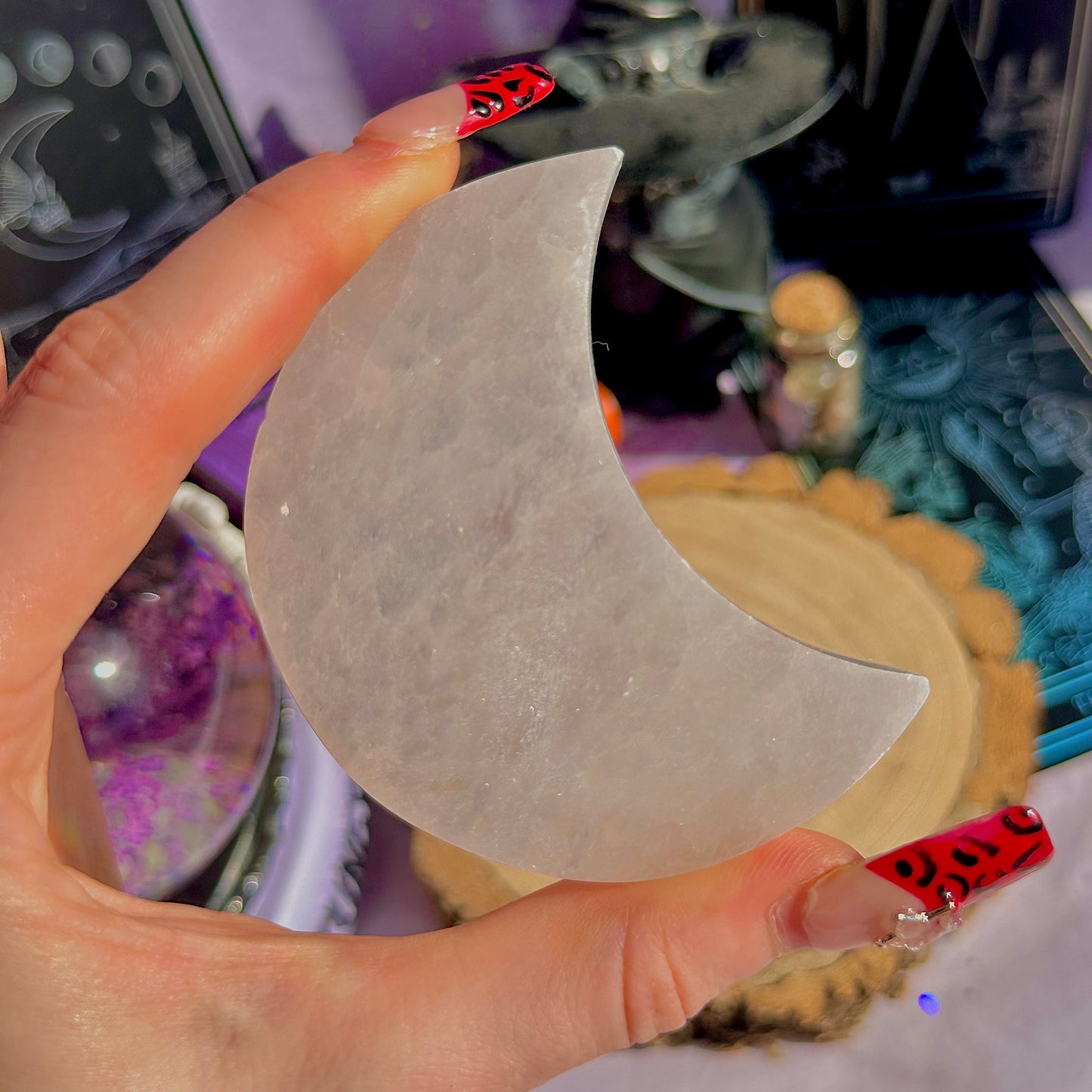 satin spar selenite moon