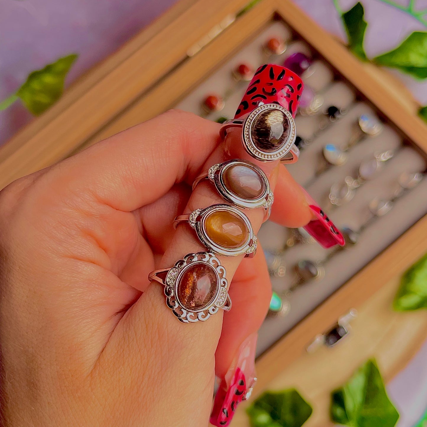 sunstone moonstone ~ 925 sterling silver adjustable rings / choose your own