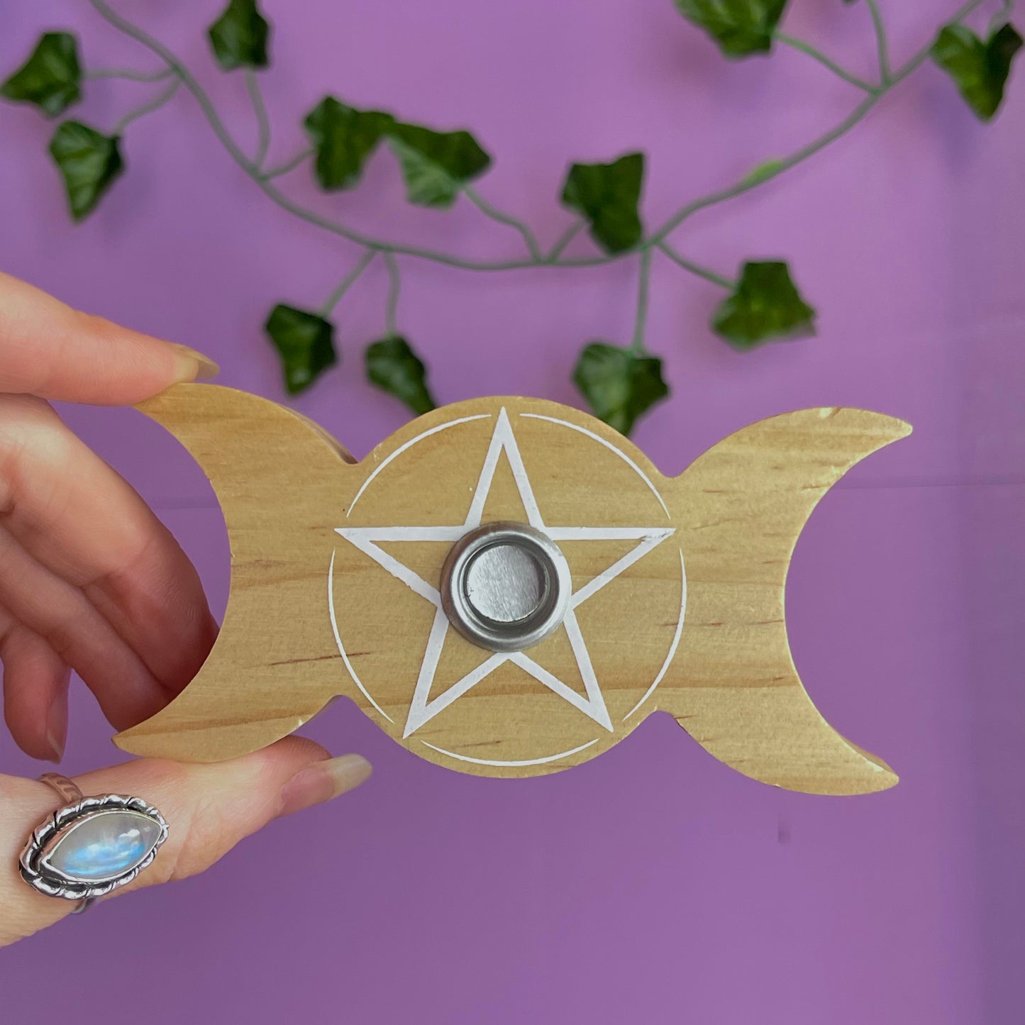 tripe moon spell candle holder