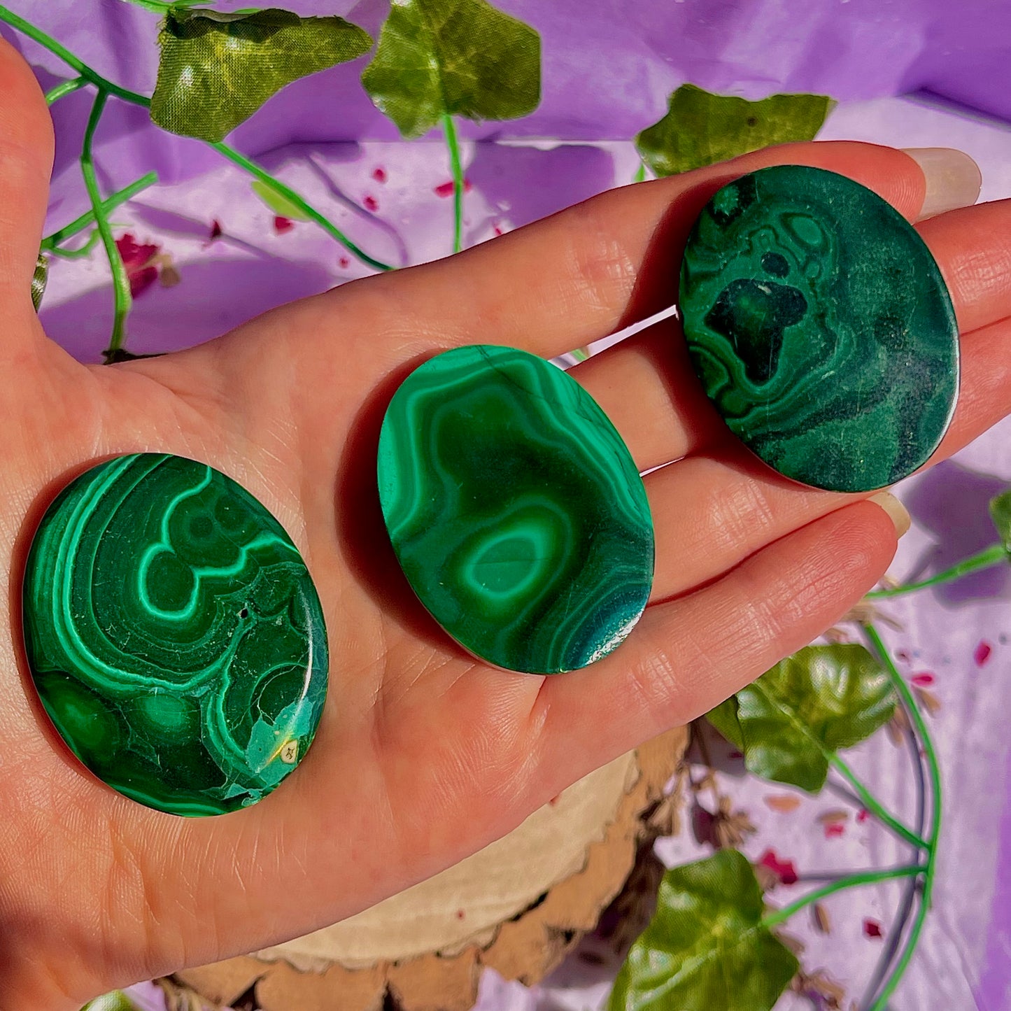 malachite palm stone ~ intuitively chosen