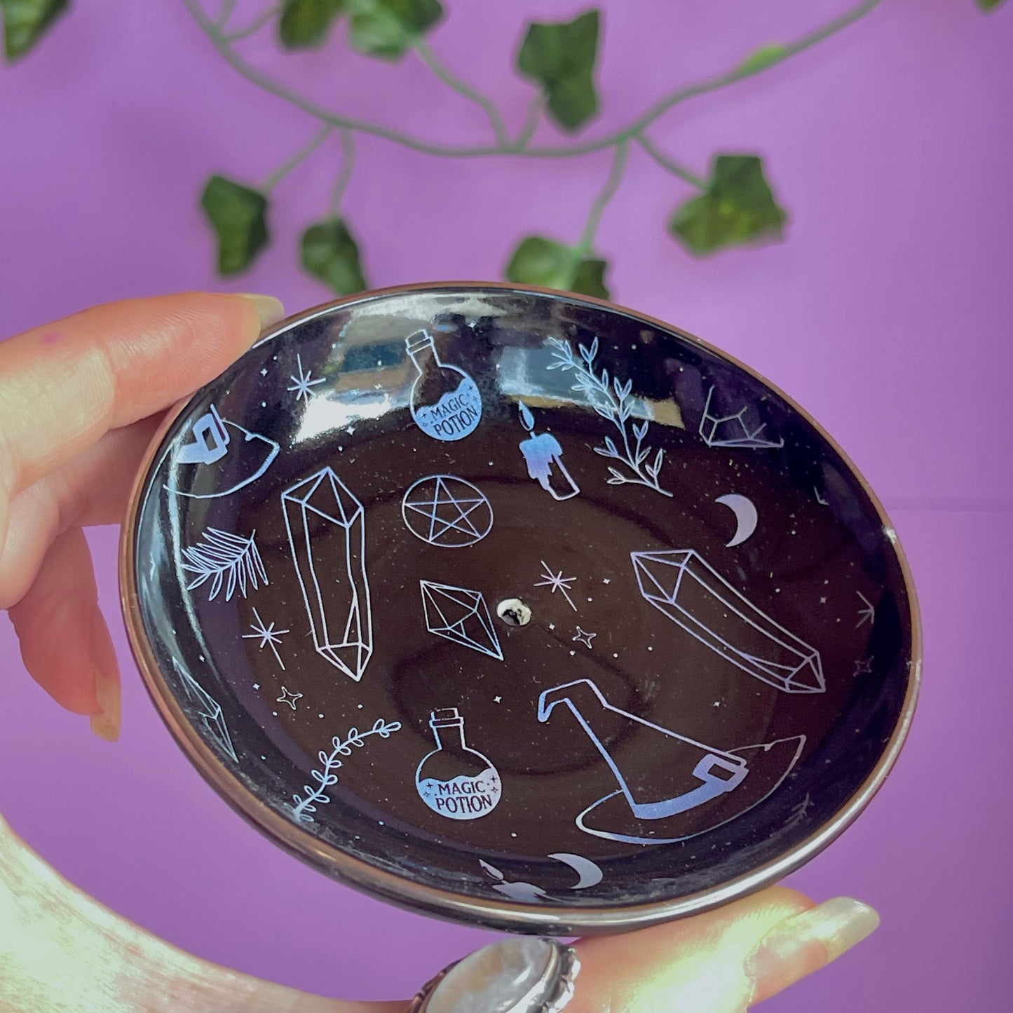 crystal witch incense holder