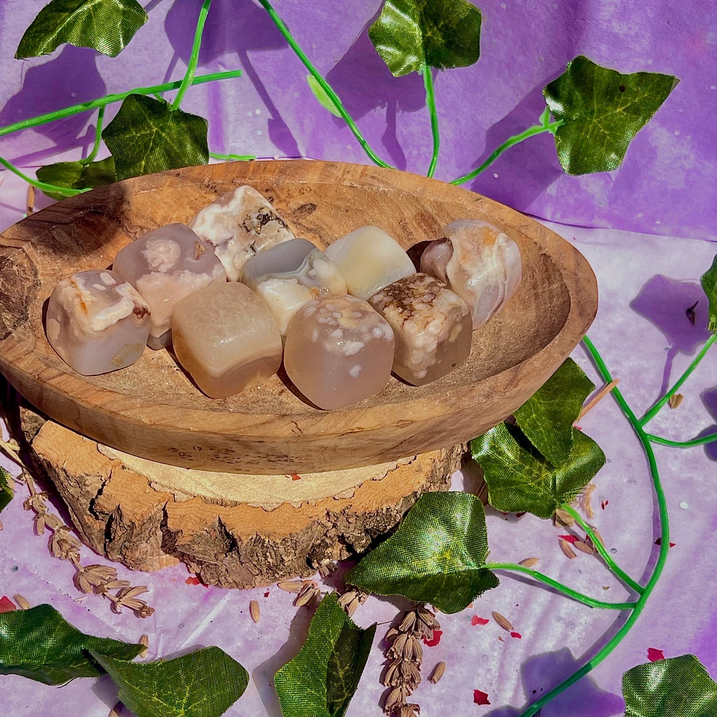flower agate cubes