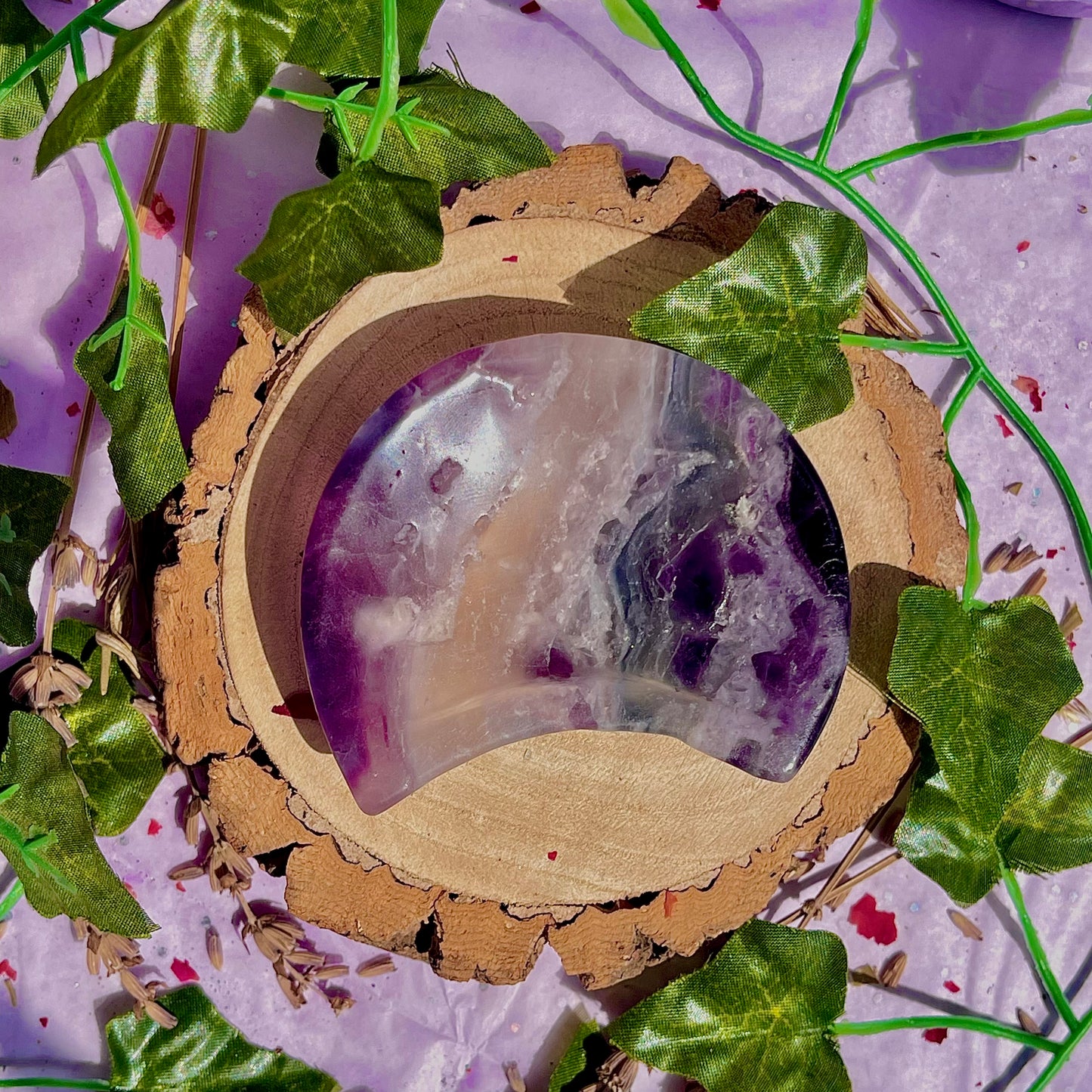 rainbow fluorite moon bowl B