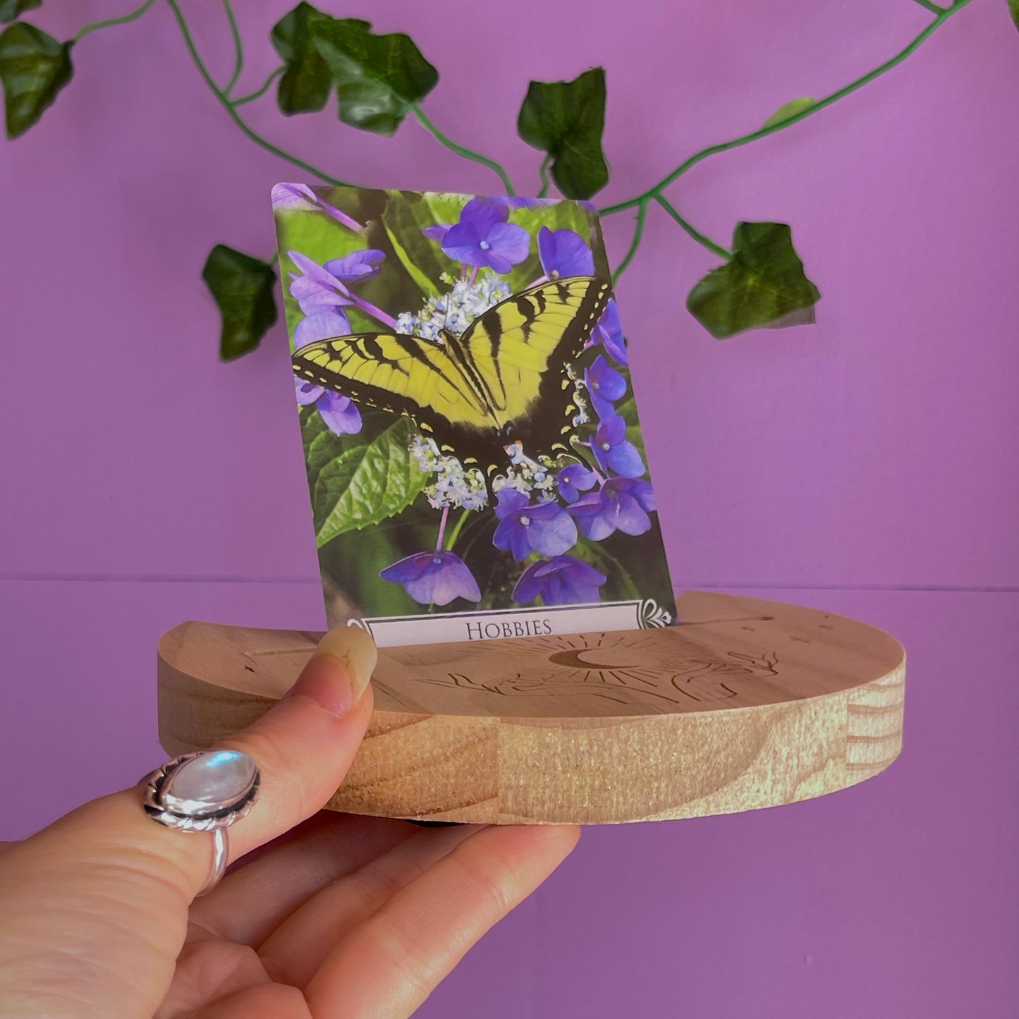 mystical hands moon tarot card stand