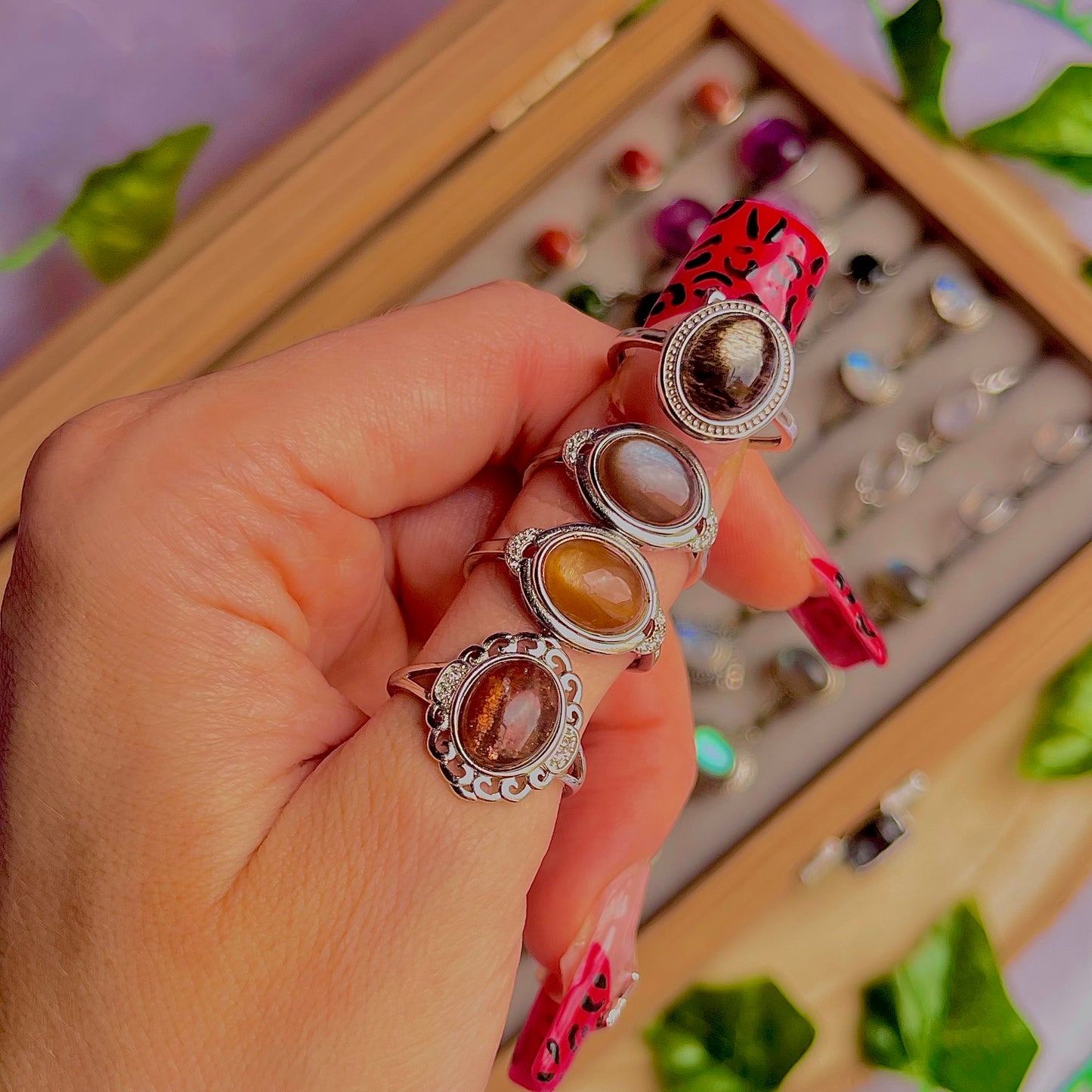 sunstone moonstone ~ 925 sterling silver adjustable rings / choose your own