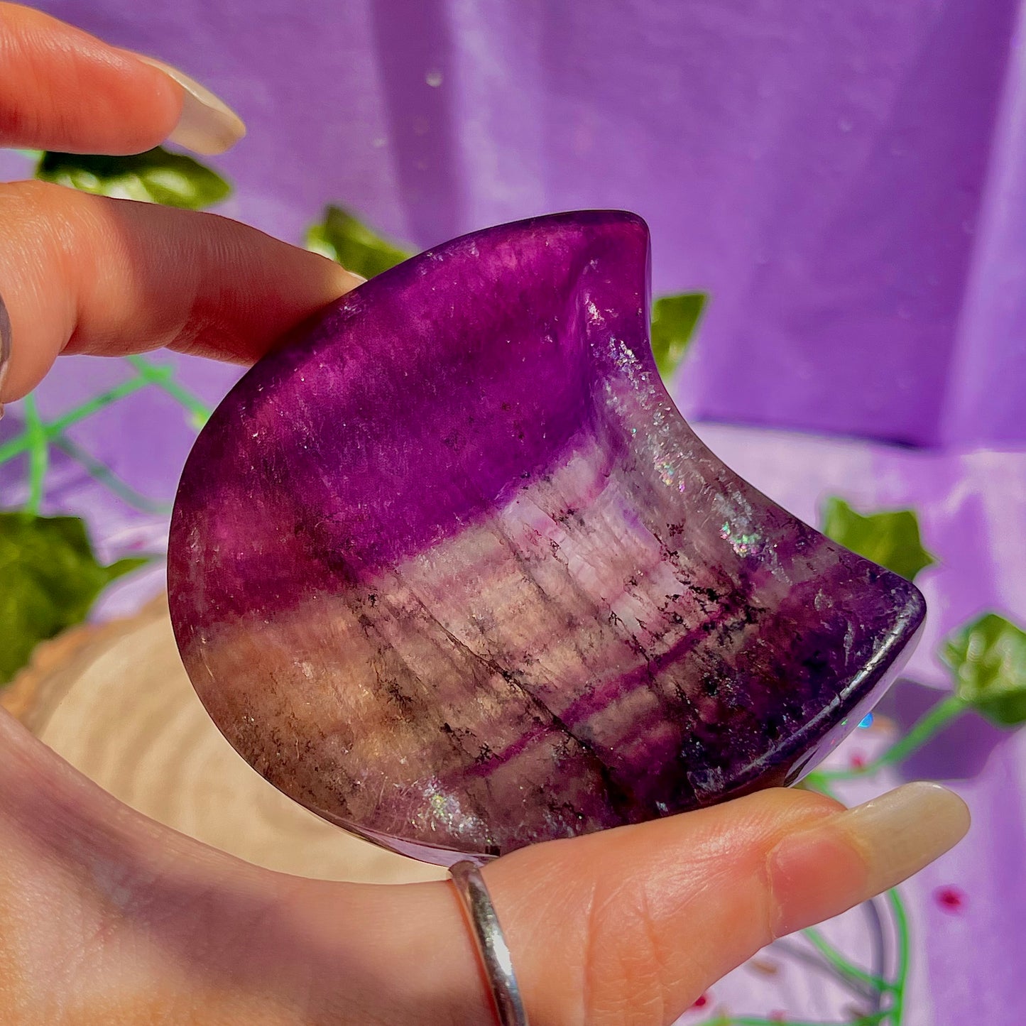 rainbow fluorite moon bowl C