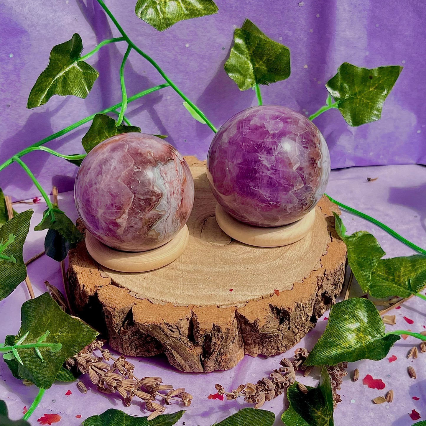 crazy lace agate & amethyst spheres ~ intuitively chosen