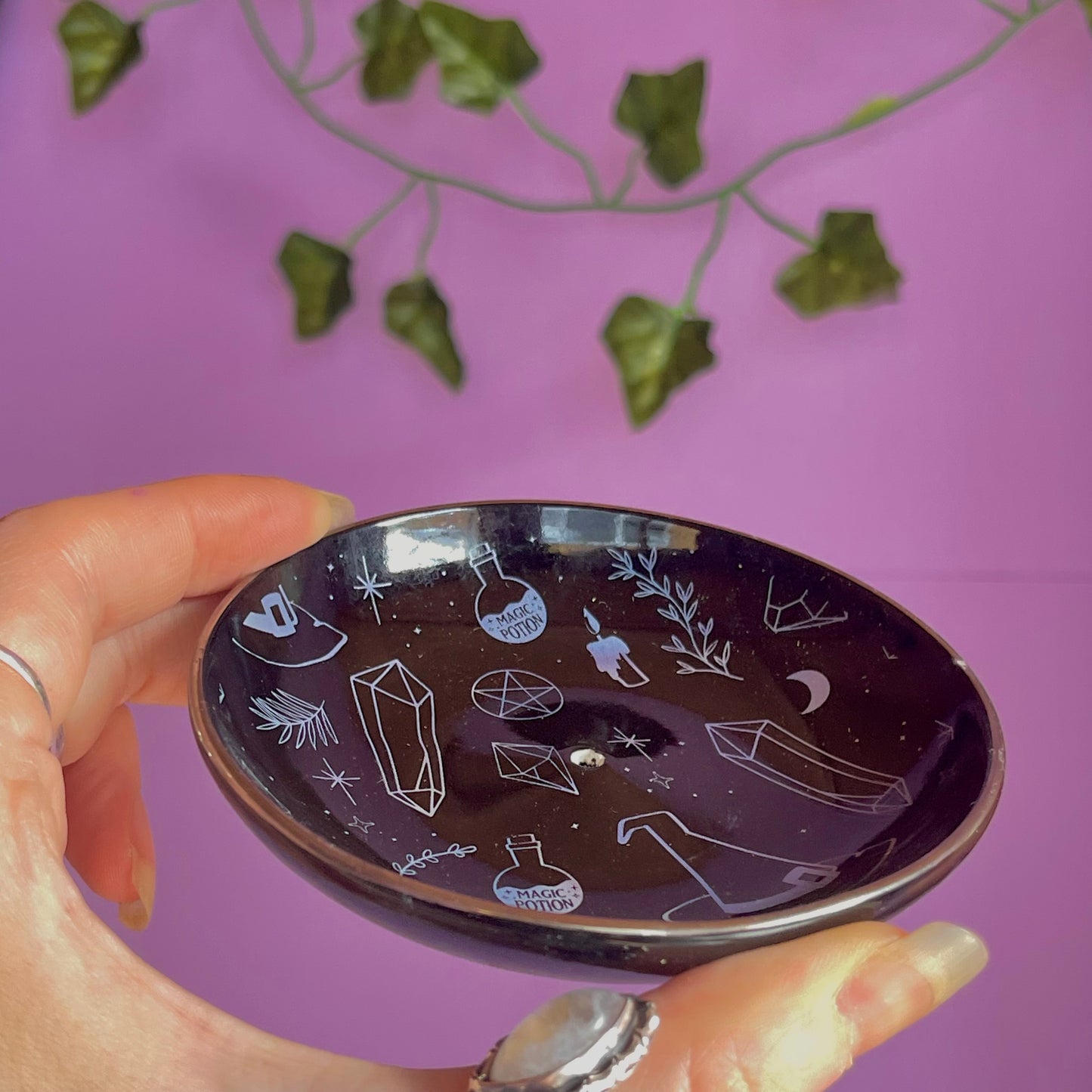 crystal witch incense holder
