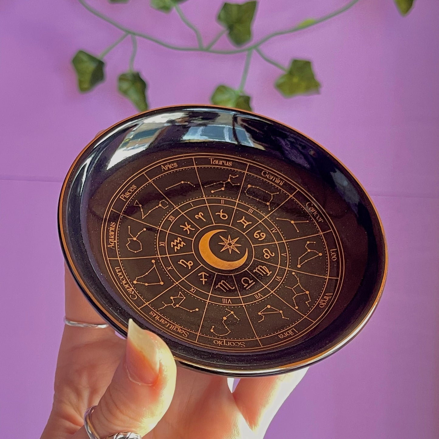 astrology wheel trinket dish