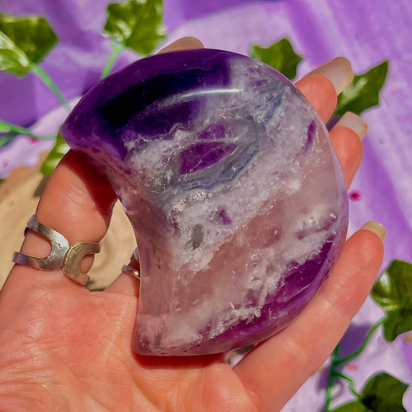rainbow fluorite moon bowl B