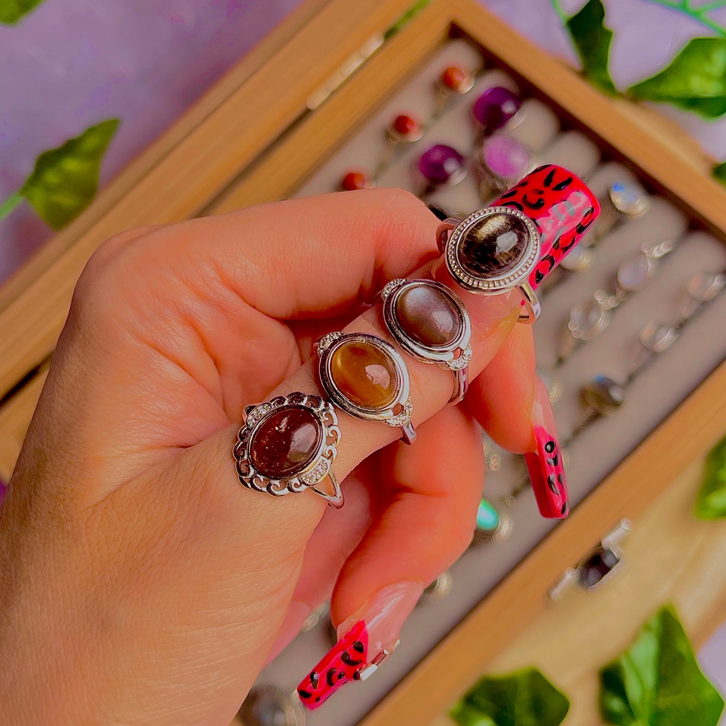 sunstone moonstone ~ 925 sterling silver adjustable rings / choose your own