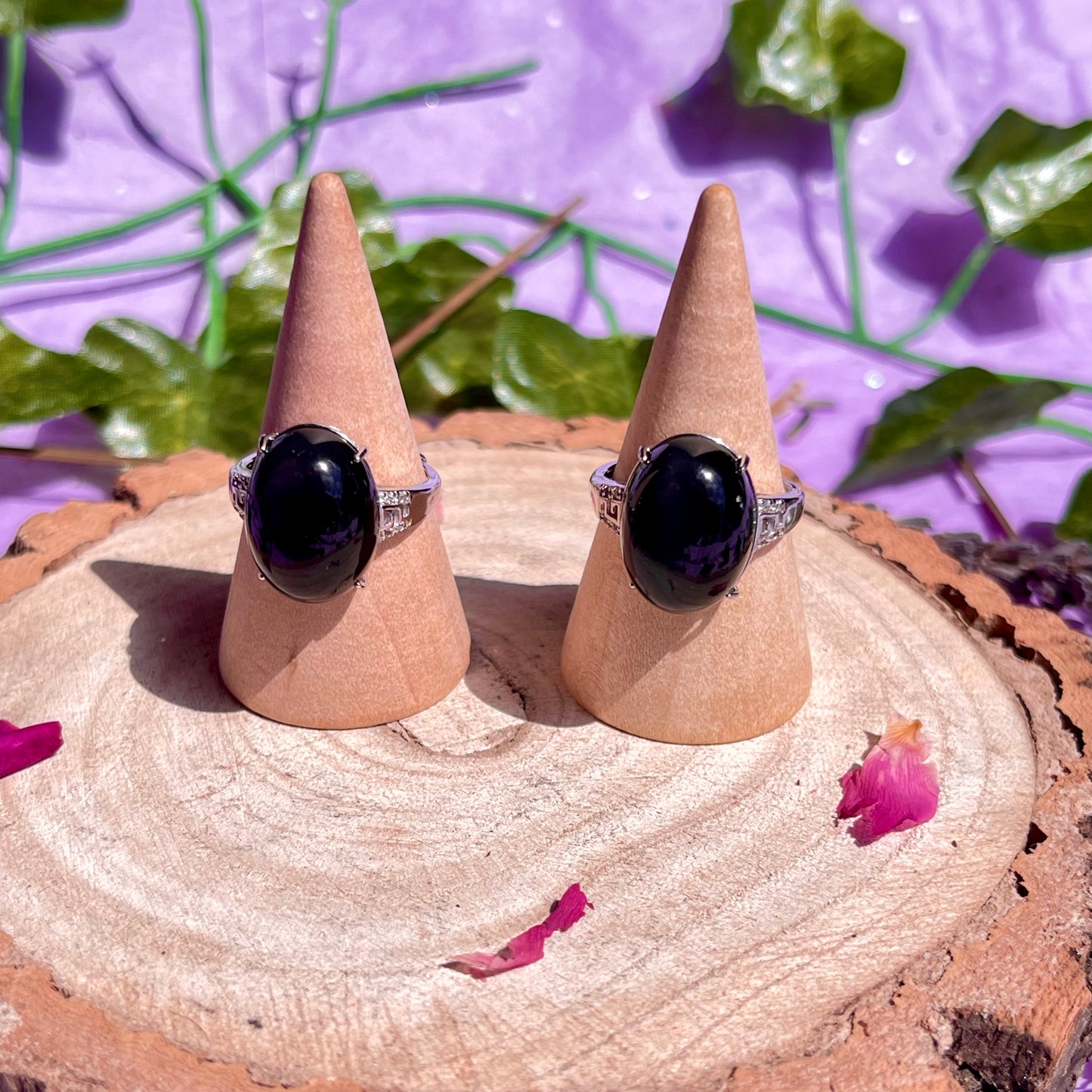 rainbow obsidian 925 adjustable ring