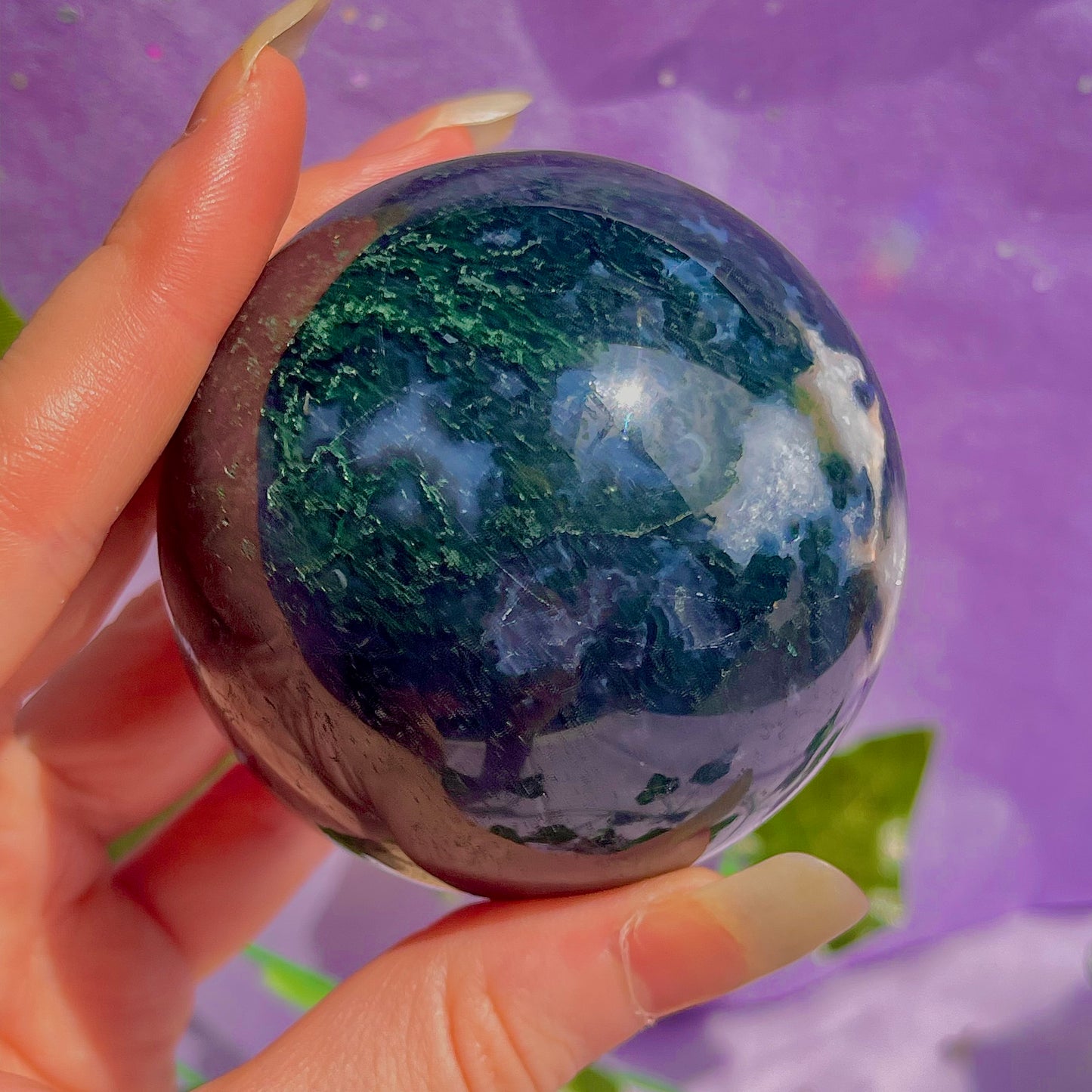 moss agate sphere
