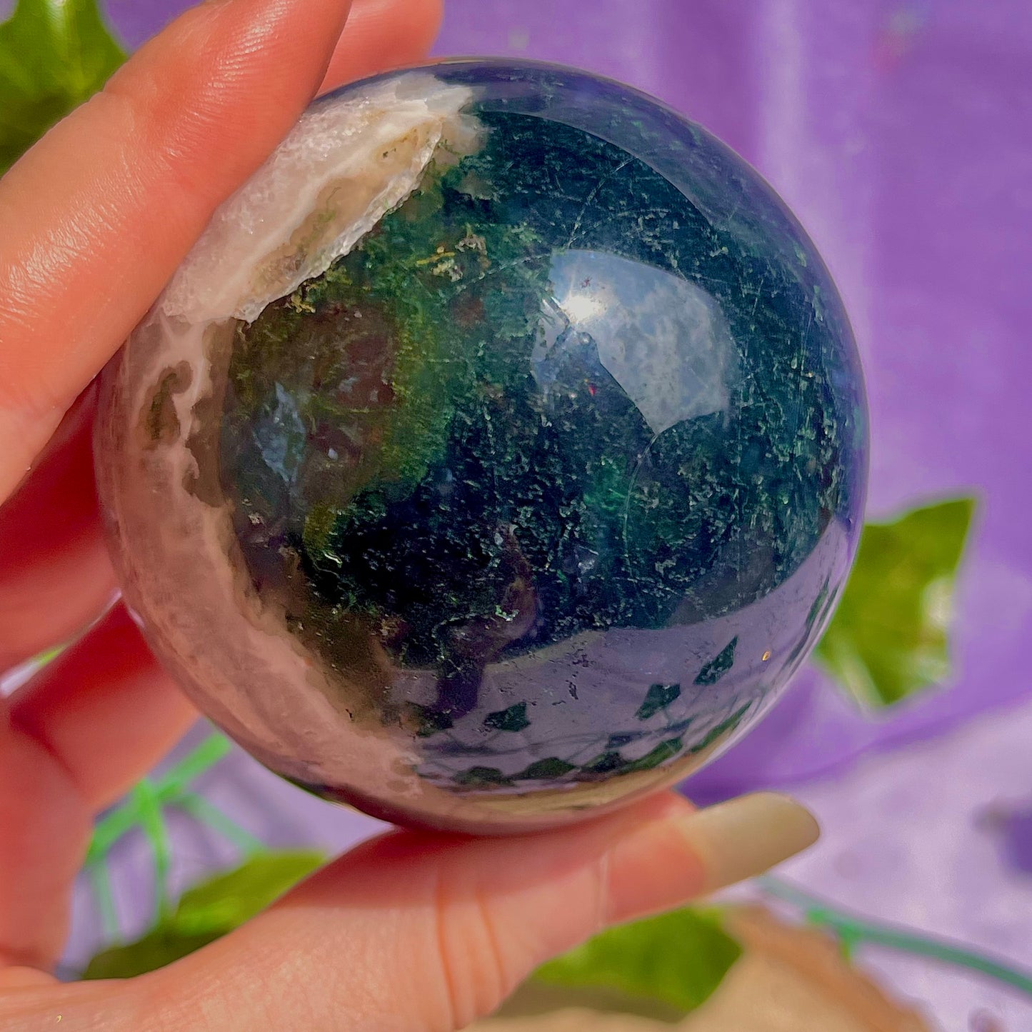 moss agate sphere