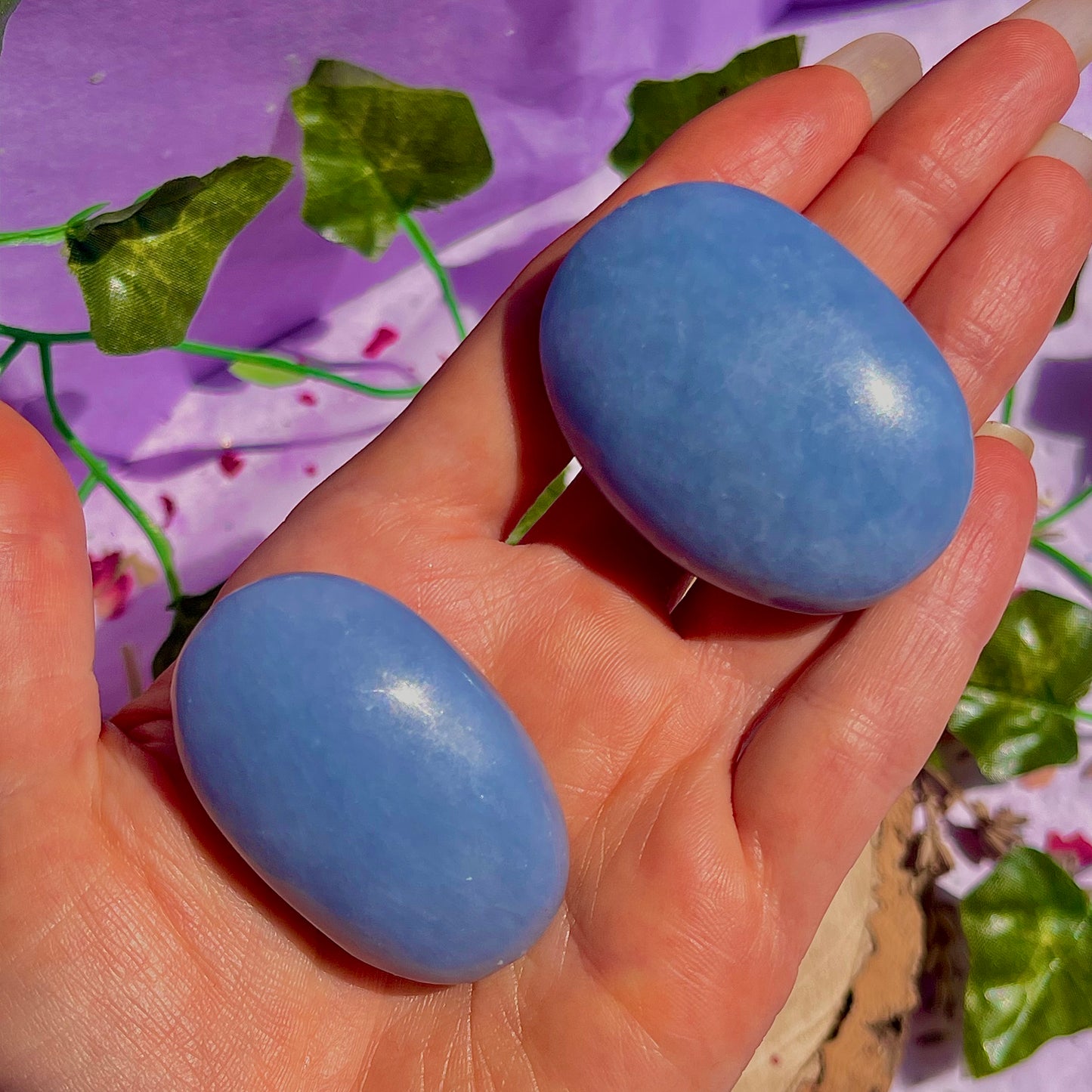 angelite palm stones ~ intuitively chosen