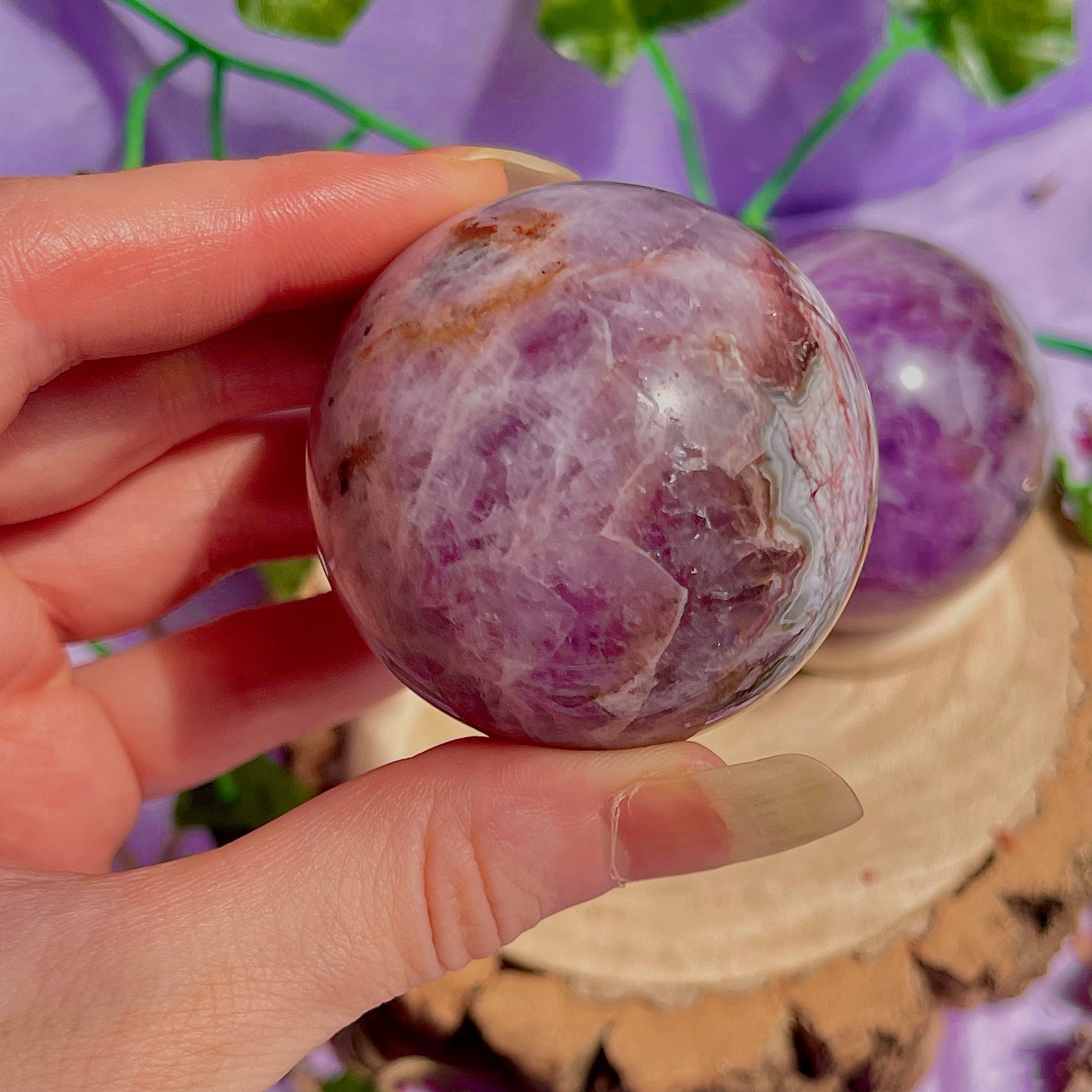 crazy lace agate & amethyst spheres ~ intuitively chosen