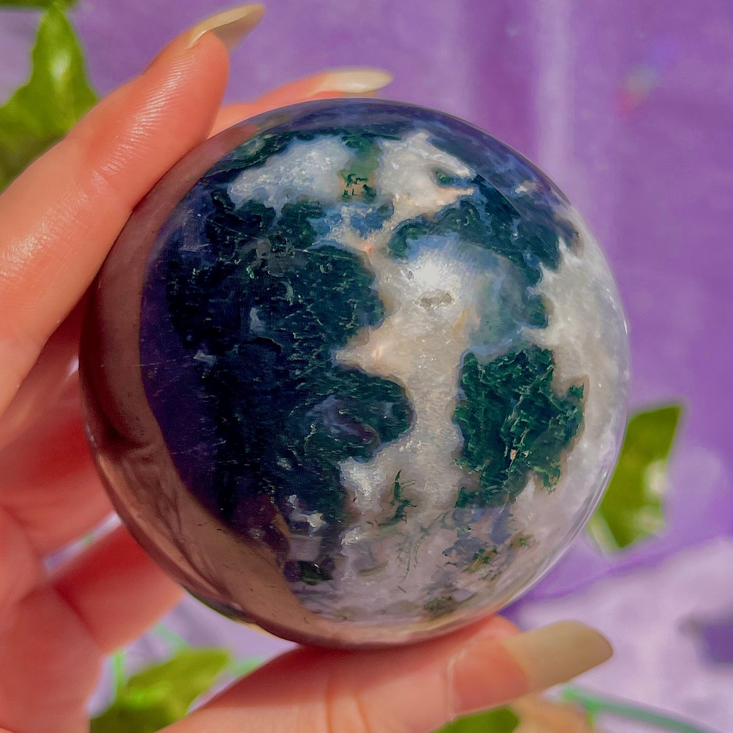 moss agate sphere