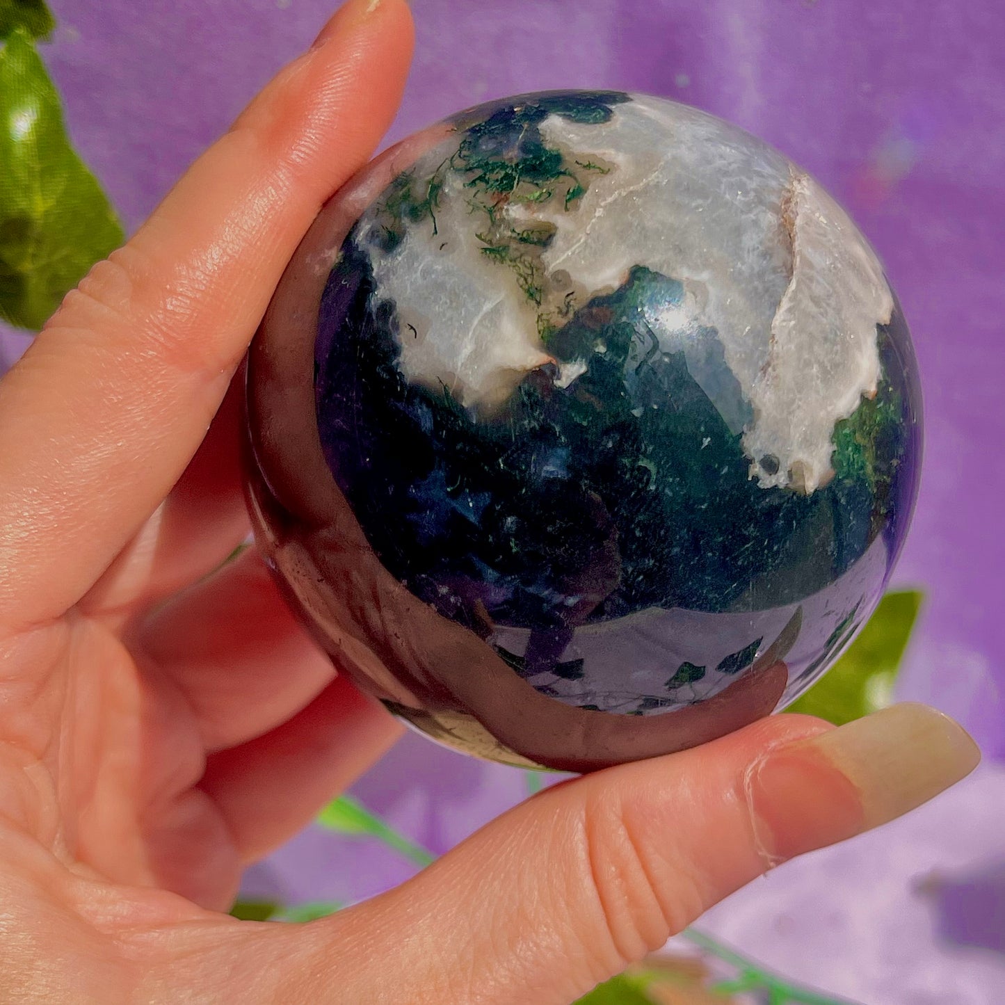 moss agate sphere