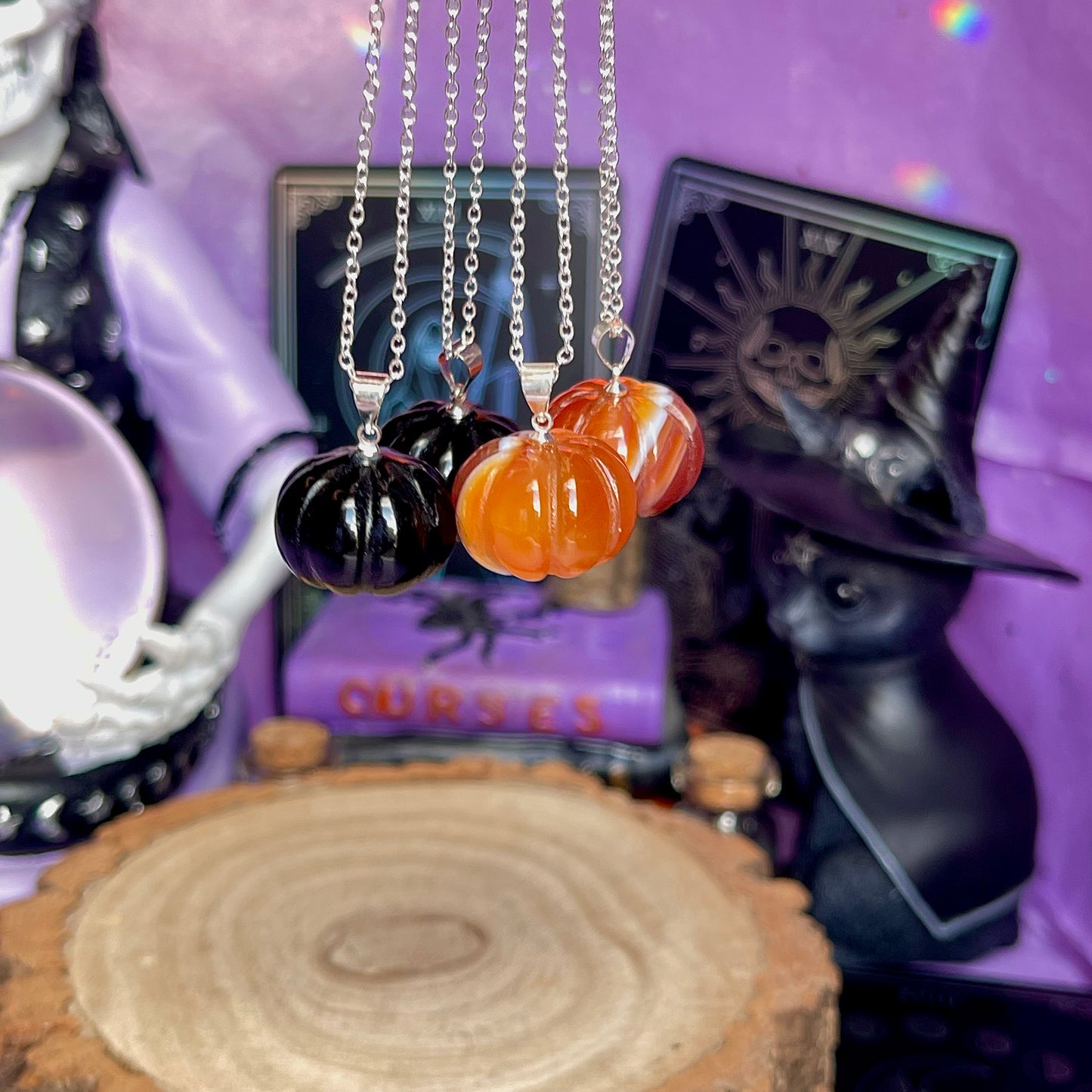 pumpkin necklace on 925 sterling silver plated chain (18 inch)