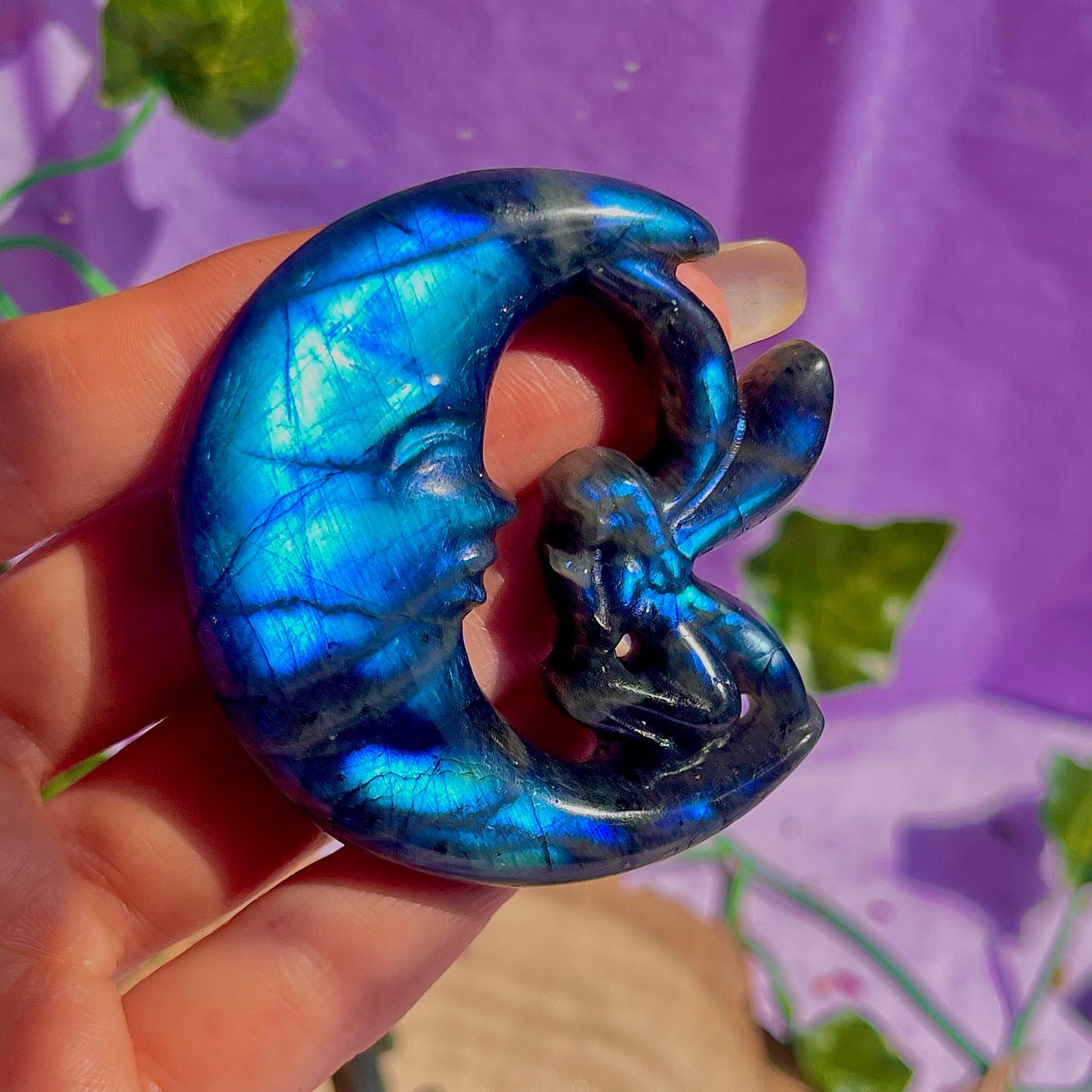 labradorite moon & fairy carvings