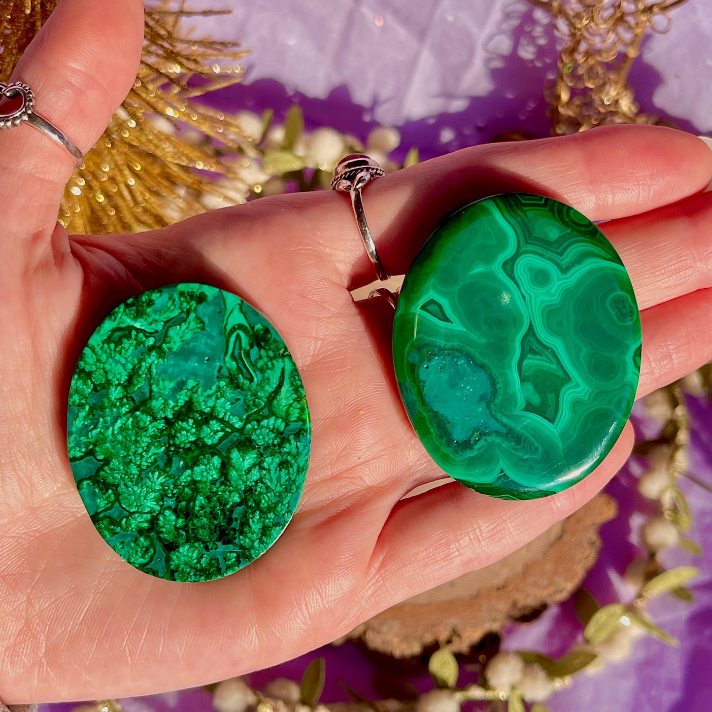 malachite palm stone ~ intuitively chosen