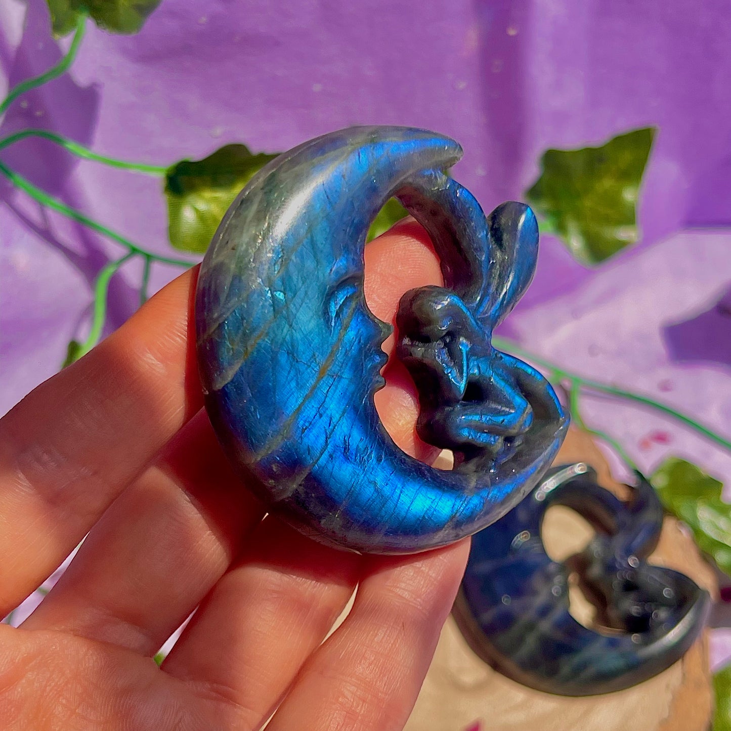 labradorite moon & fairy carvings