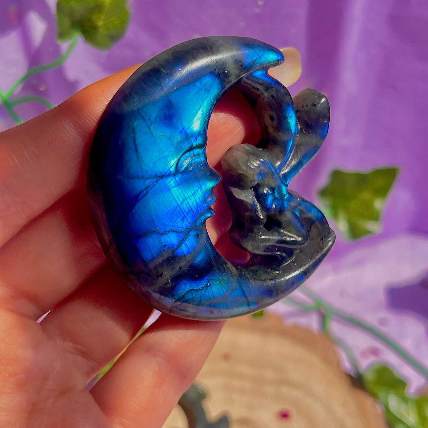 labradorite moon & fairy carvings
