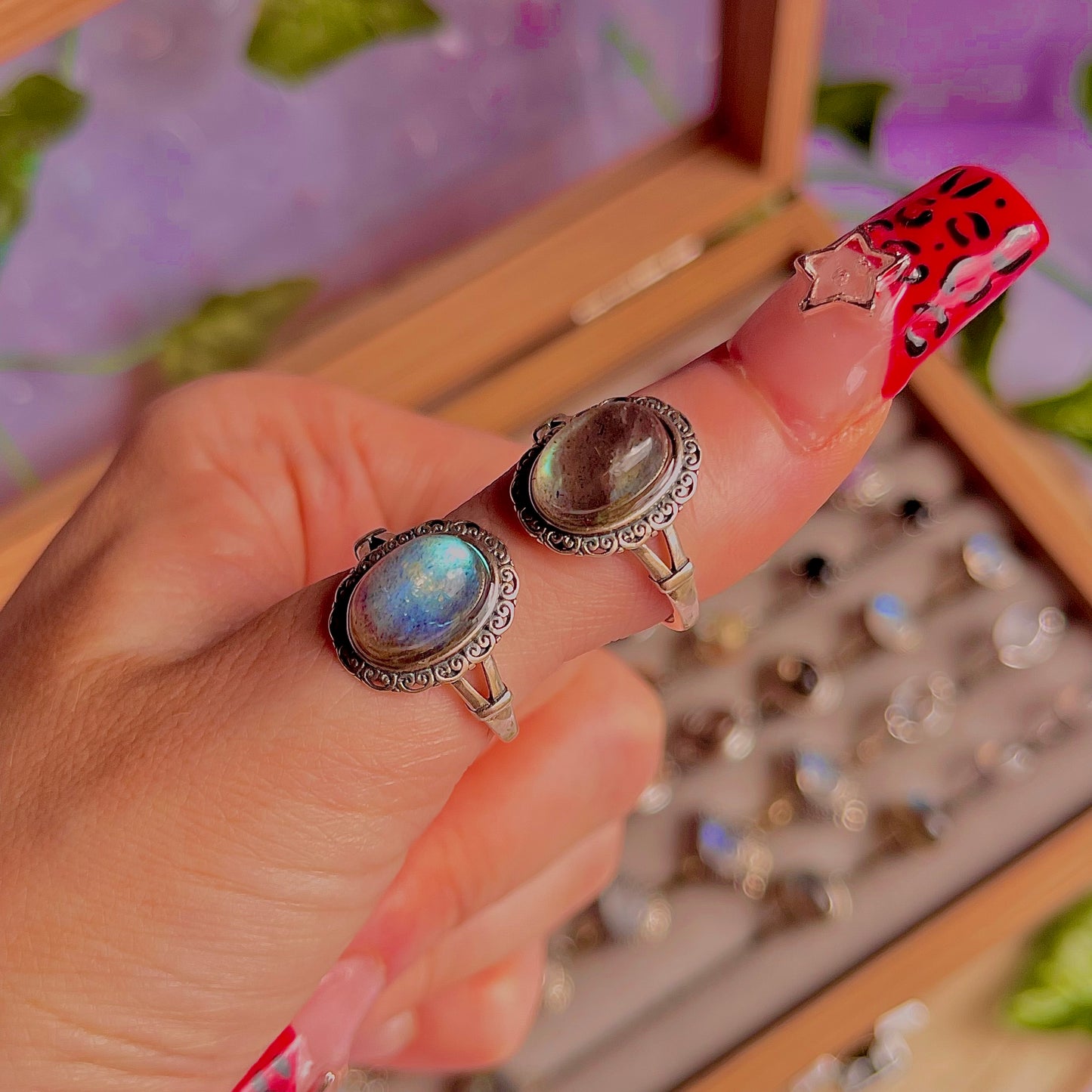 labradorite style B ~ 925 sterling silver adjustable rings / intuitively chosen