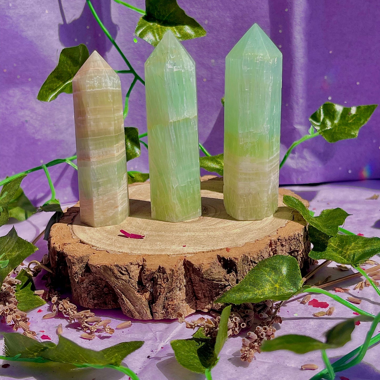 pistachio calcite towers ~ intuitively chosen