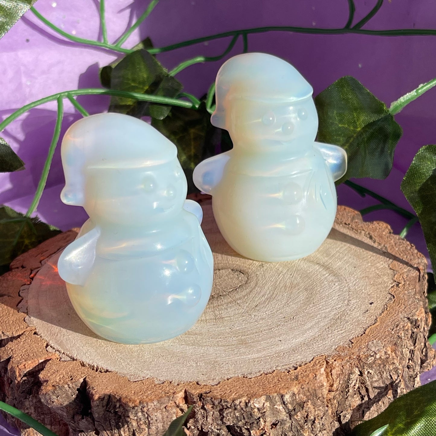 opalite snowman carving