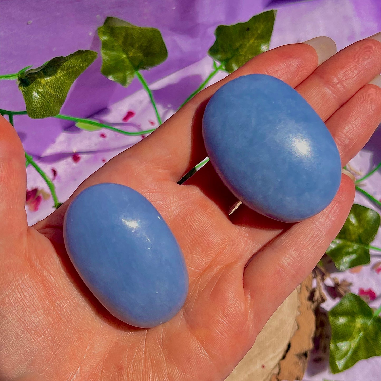 angelite palm stones ~ intuitively chosen
