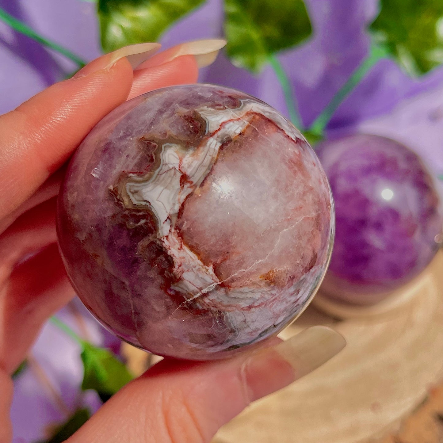 crazy lace agate & amethyst spheres ~ intuitively chosen