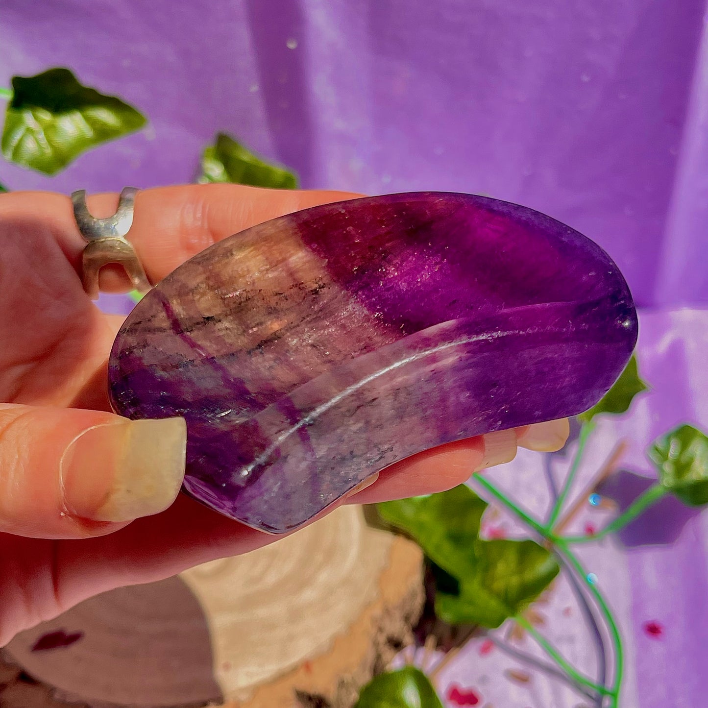 rainbow fluorite moon bowl C