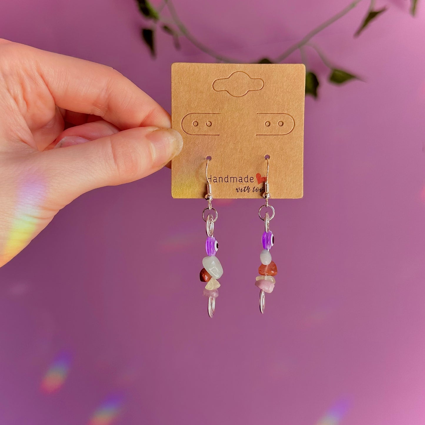 spiral eye earrings on 925 hooks ~ aquamarine, carnelian, jade, lepidolite