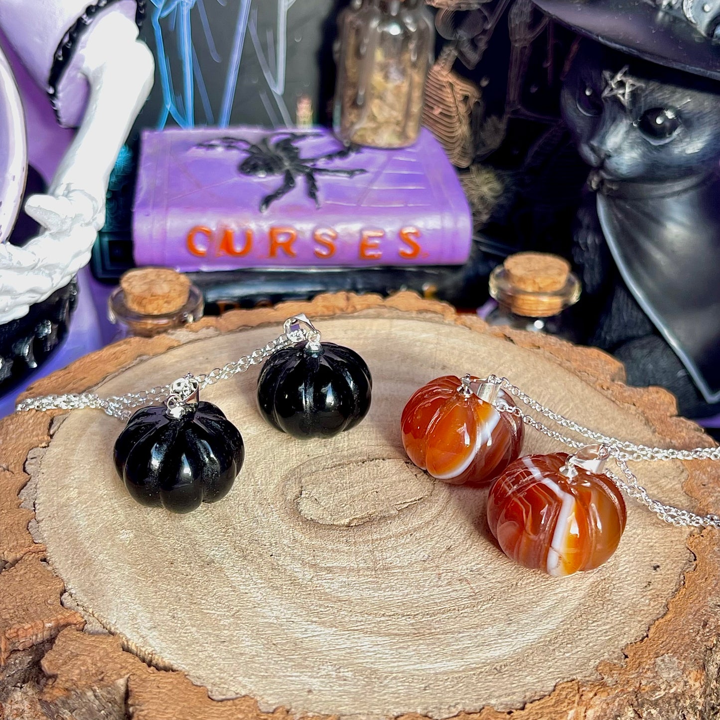 pumpkin necklace on 925 sterling silver plated chain (18 inch)