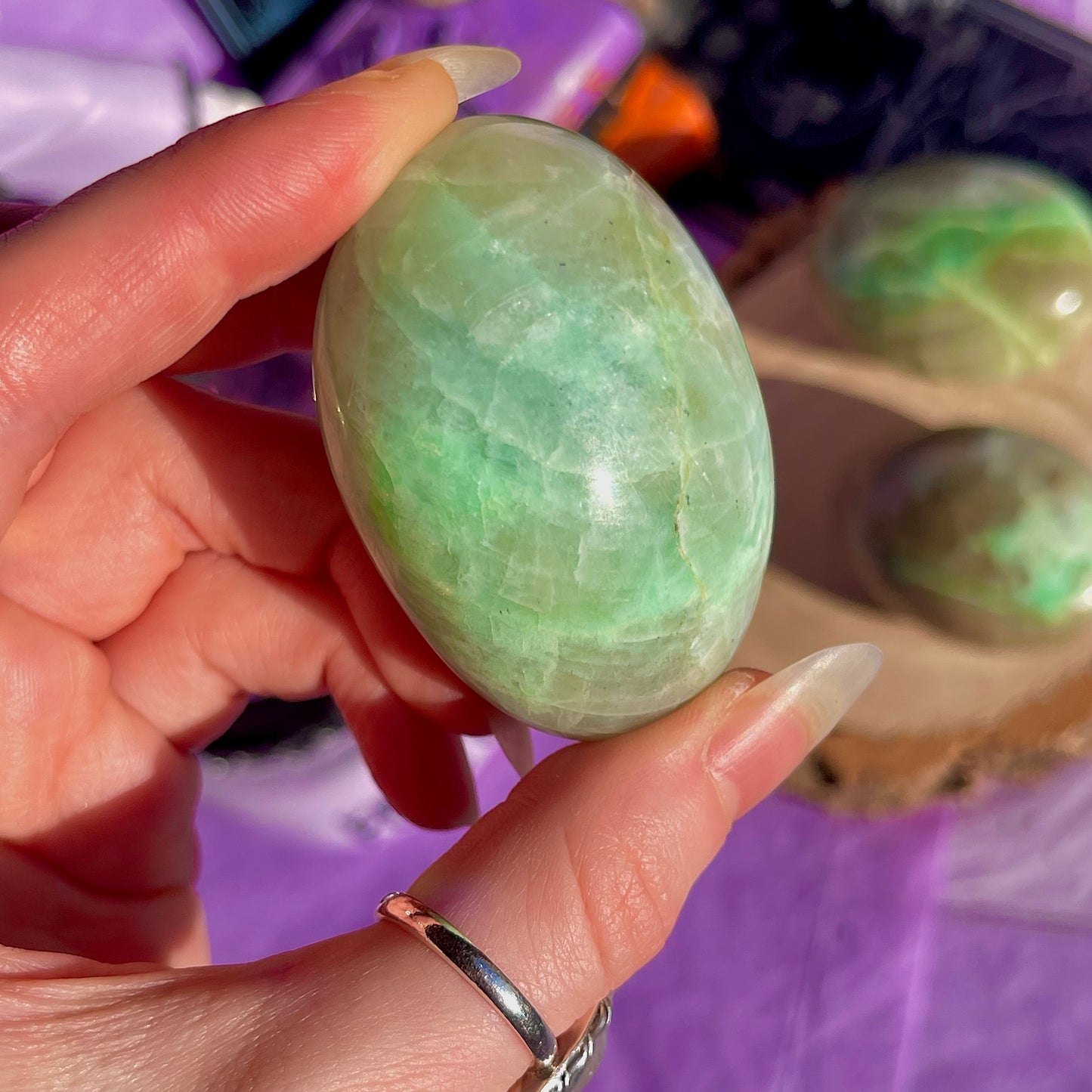 garnierite green moonstone palm stones ~ intuitively chosen