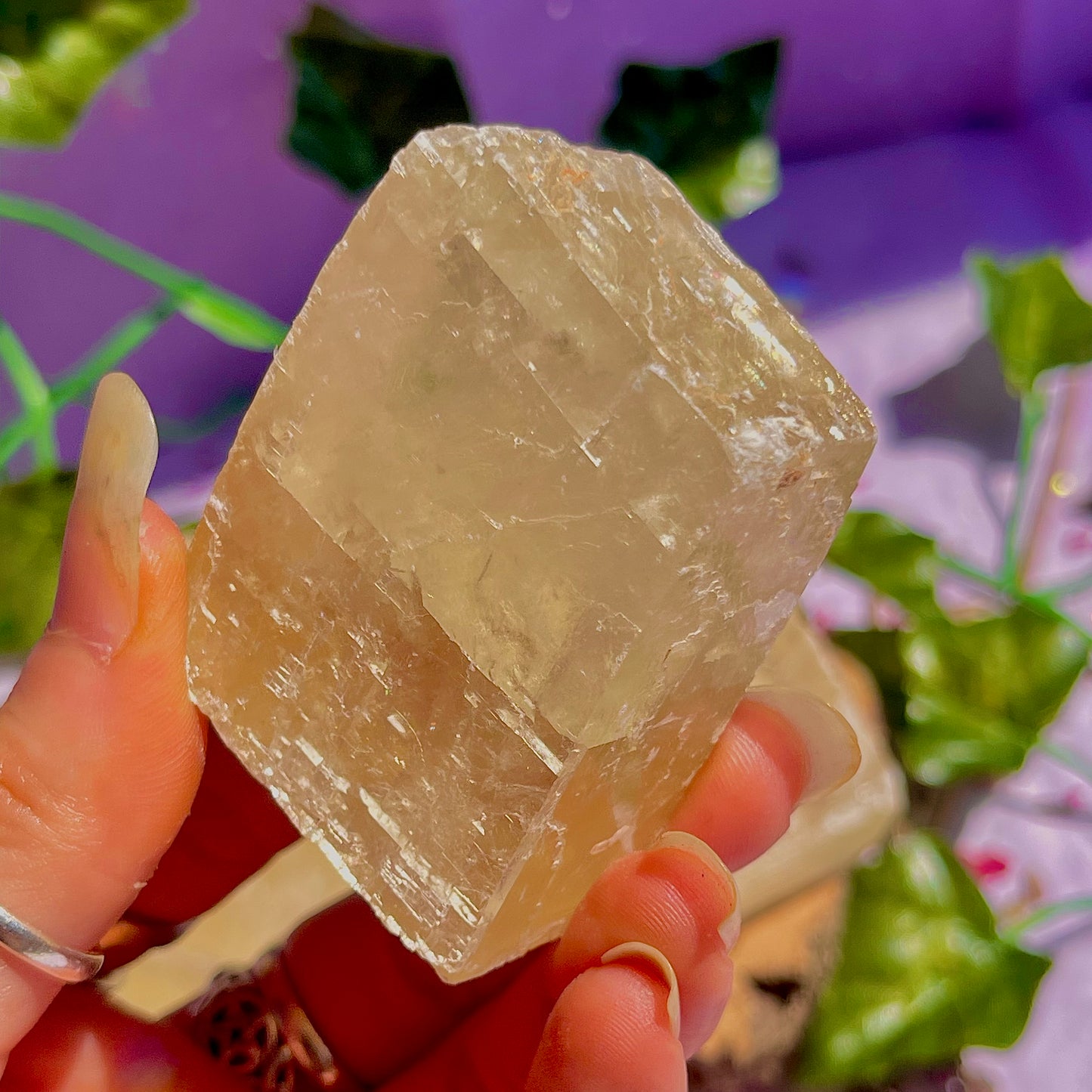 optical golden calcite natural rhombohedrons ~ small