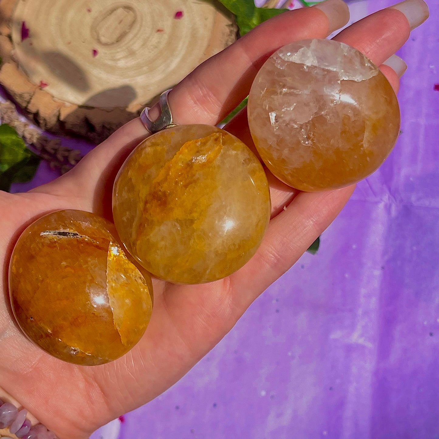 golden healer palm stones ~ intuitively chosen